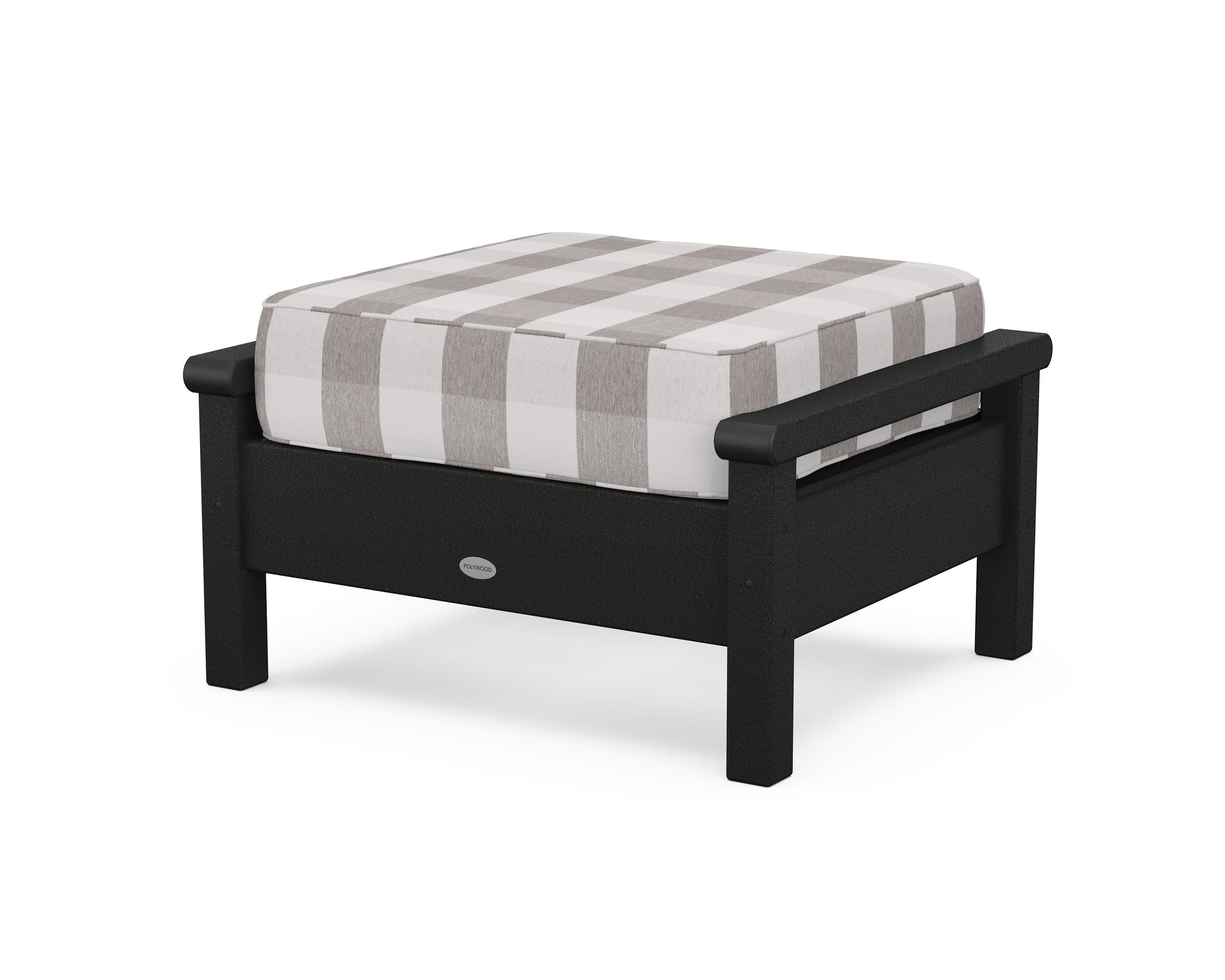 Harbour Deep Seating Ottoman in Black / Buffalo Plaid Grey Mist