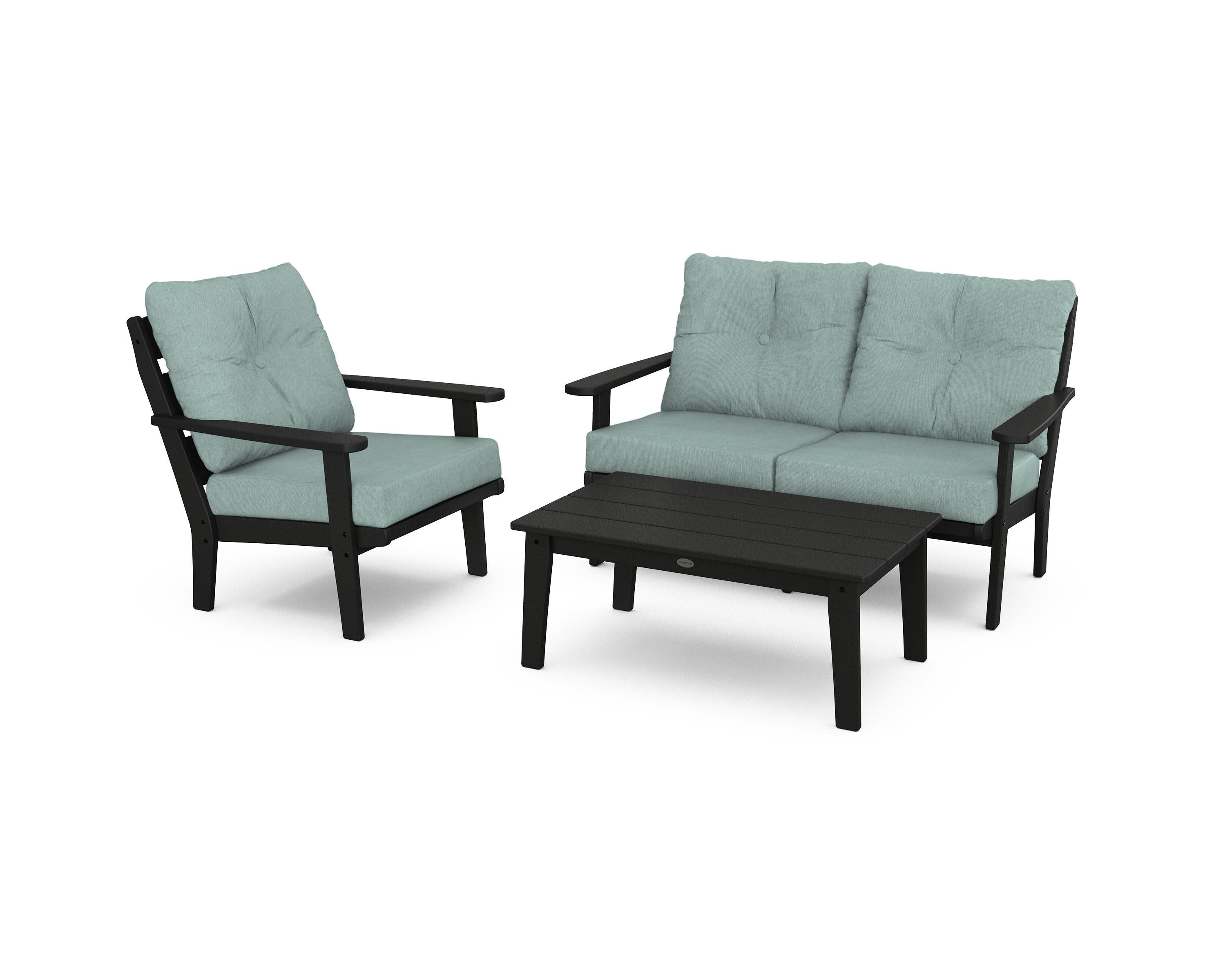 Lakeside 3-Piece Deep Seating Set in Black / Glacier Spa