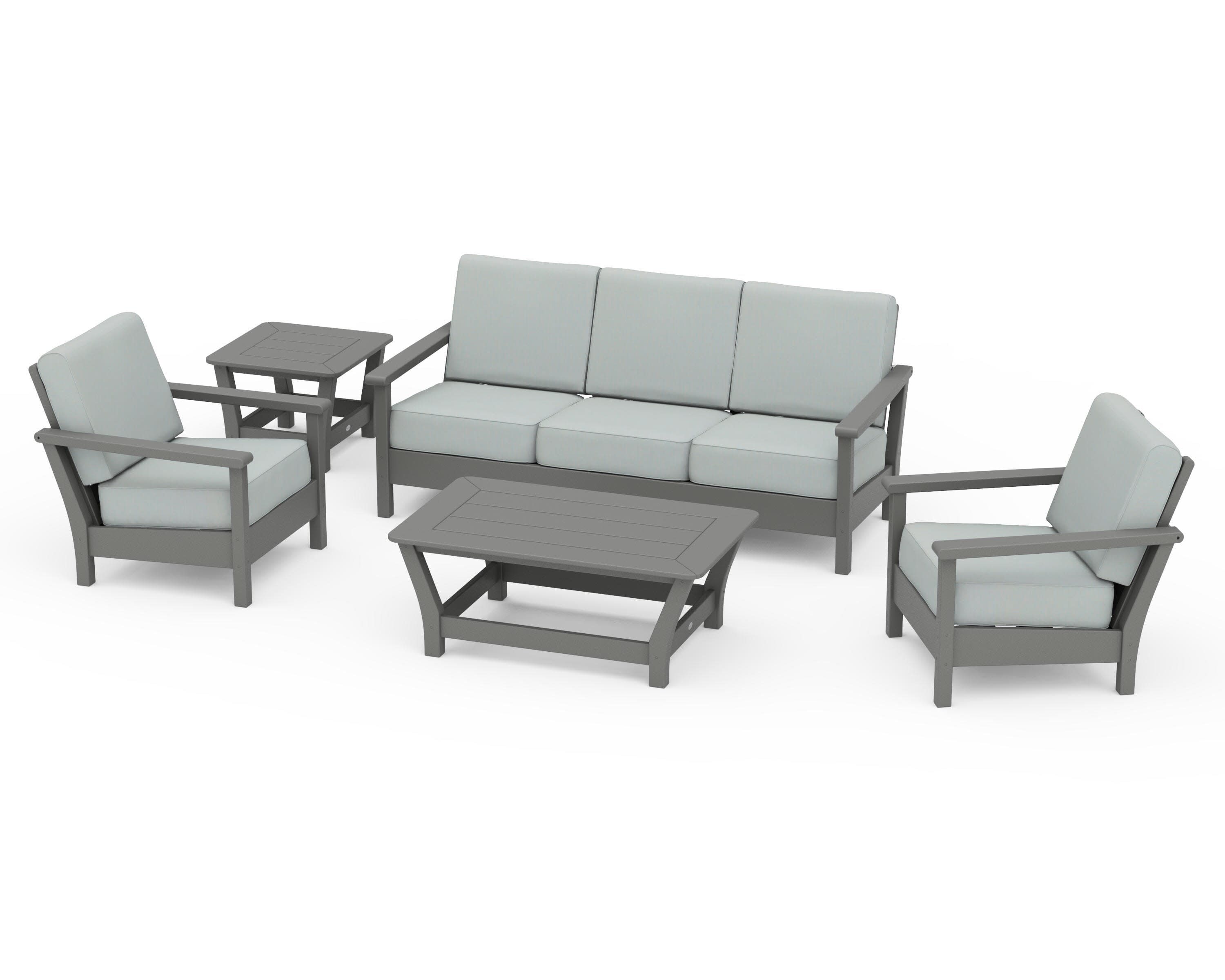Harbour 5-Piece Deep Seating Set in Slate Grey / Spa