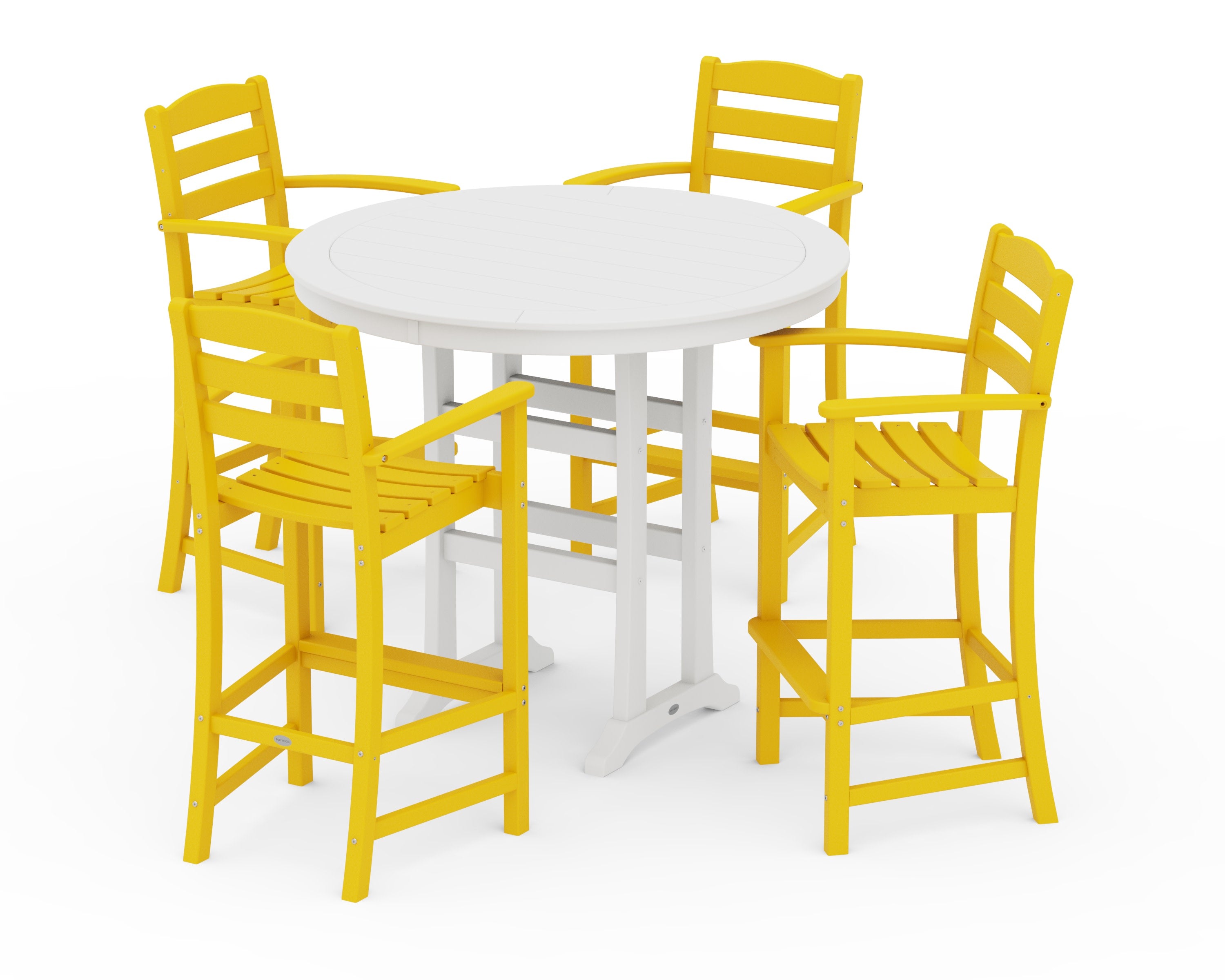 La Casa Caf 5-Piece Bar Dining Set in Lemon / White