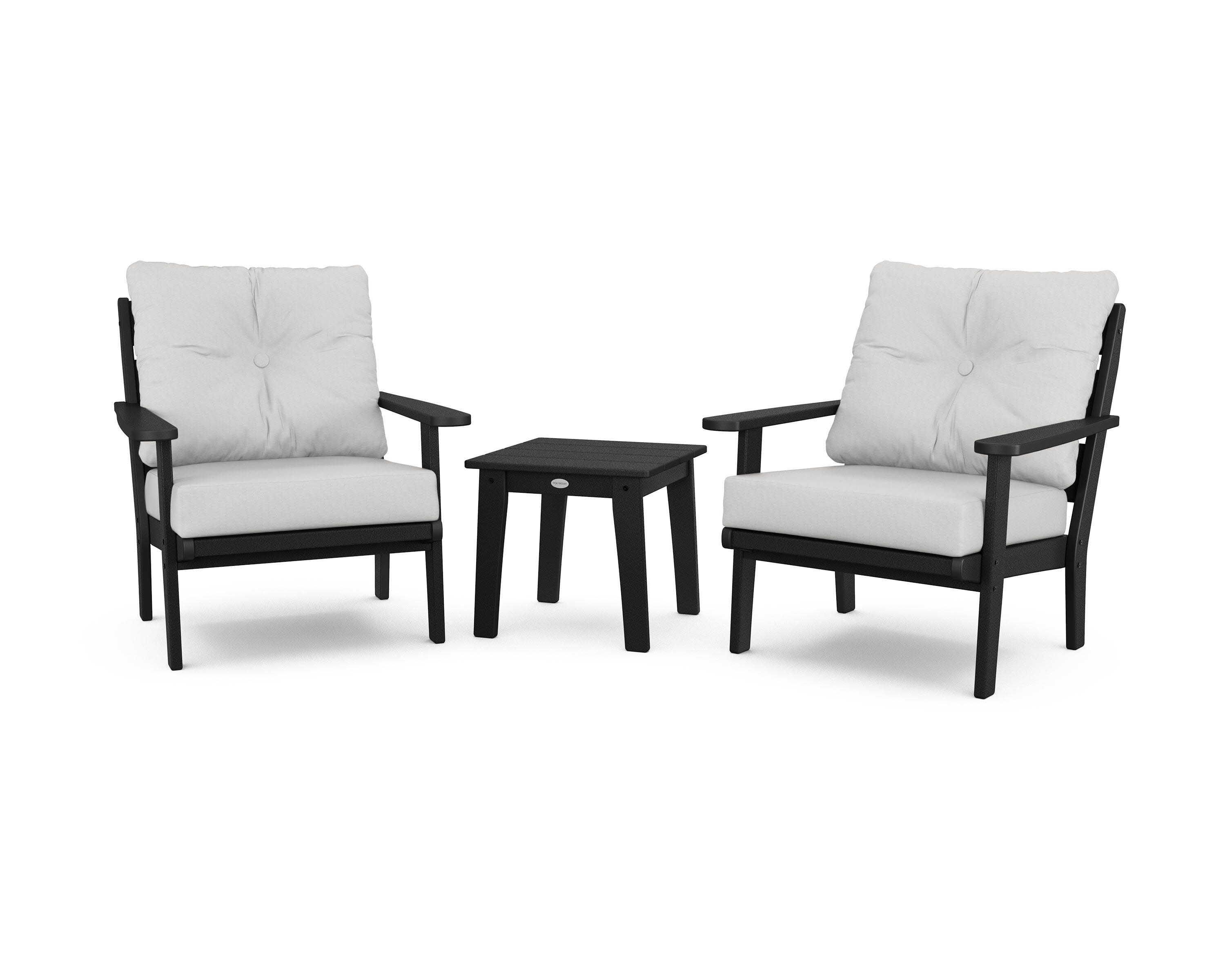 Lakeside 3-Piece Deep Seating Chair Set in Black / Diamond in the Rough
