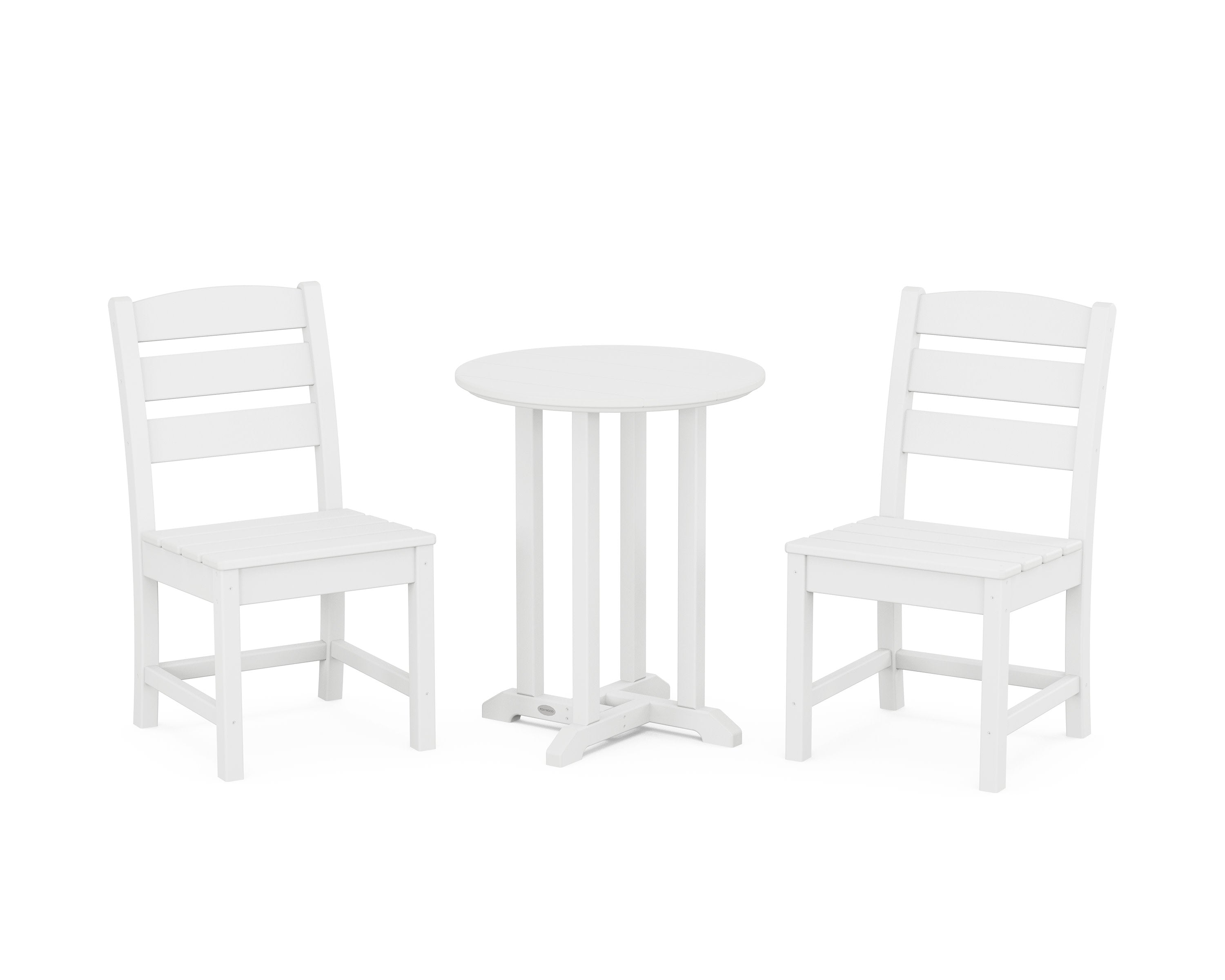 Lakeside Side Chair 3-Piece Round Bistro Dining Set in White
