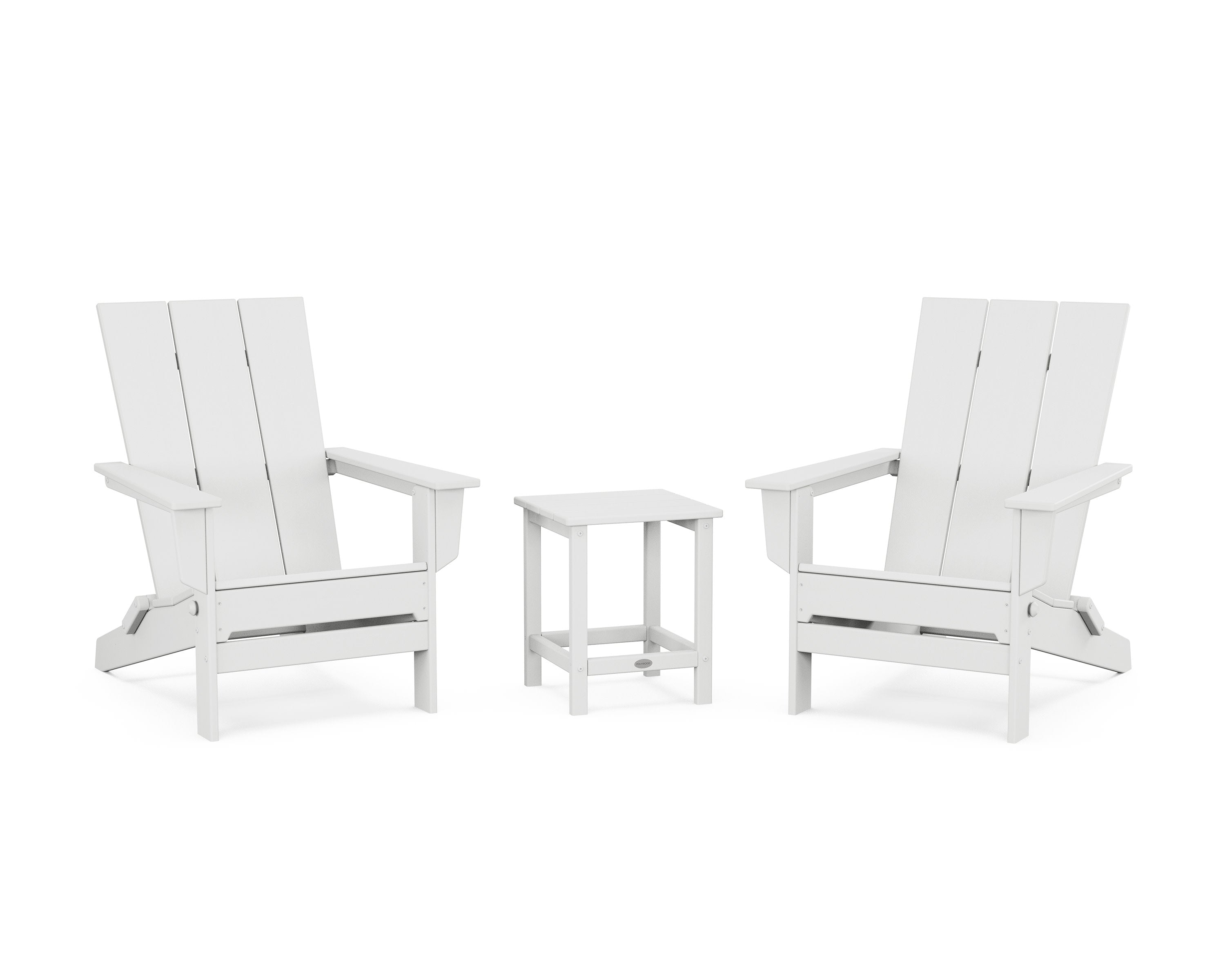 3-Piece Modern Studio Folding Adirondack Set in White