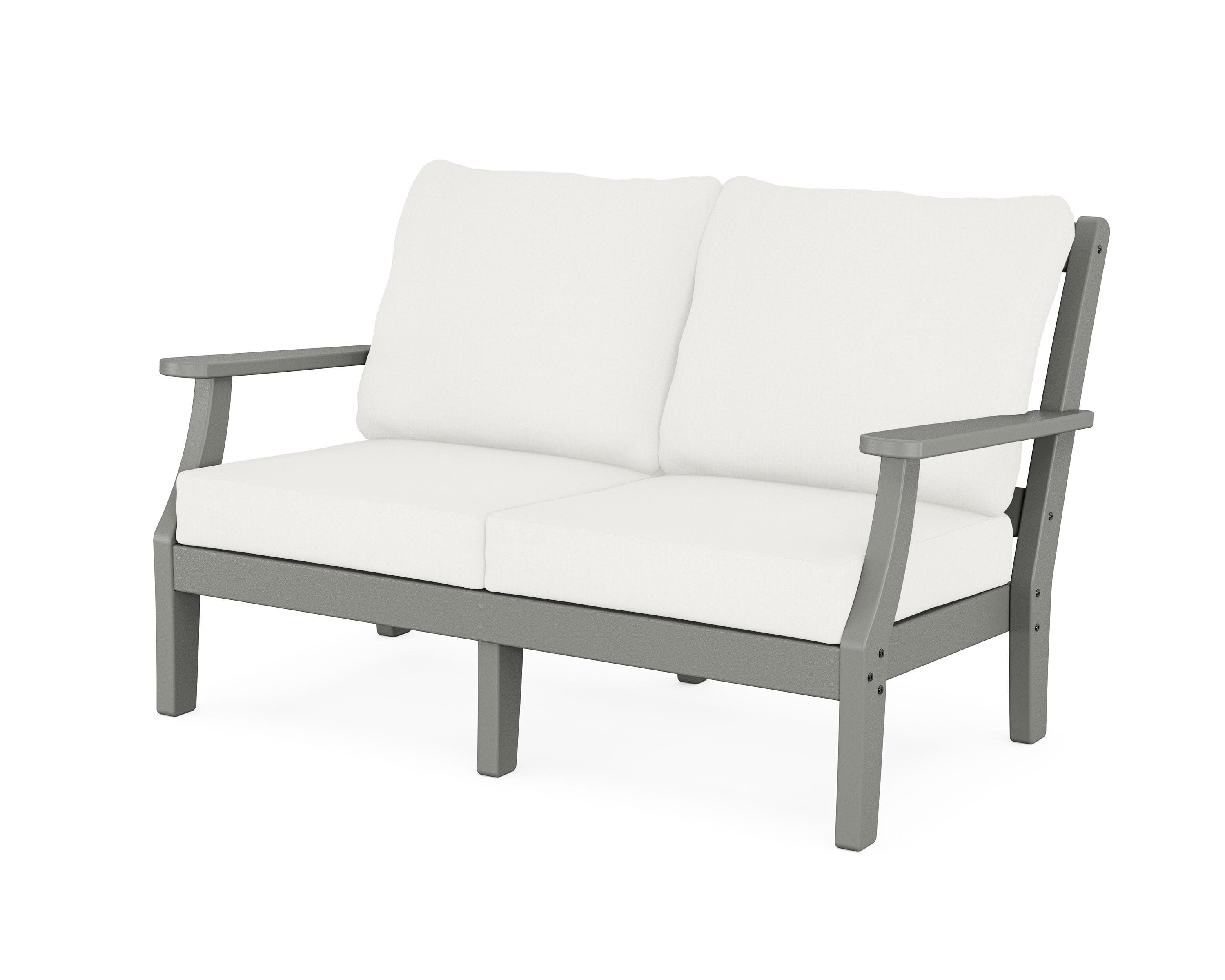 Chinoiserie Deep Seating Loveseat in Slate Grey / Natural Linen