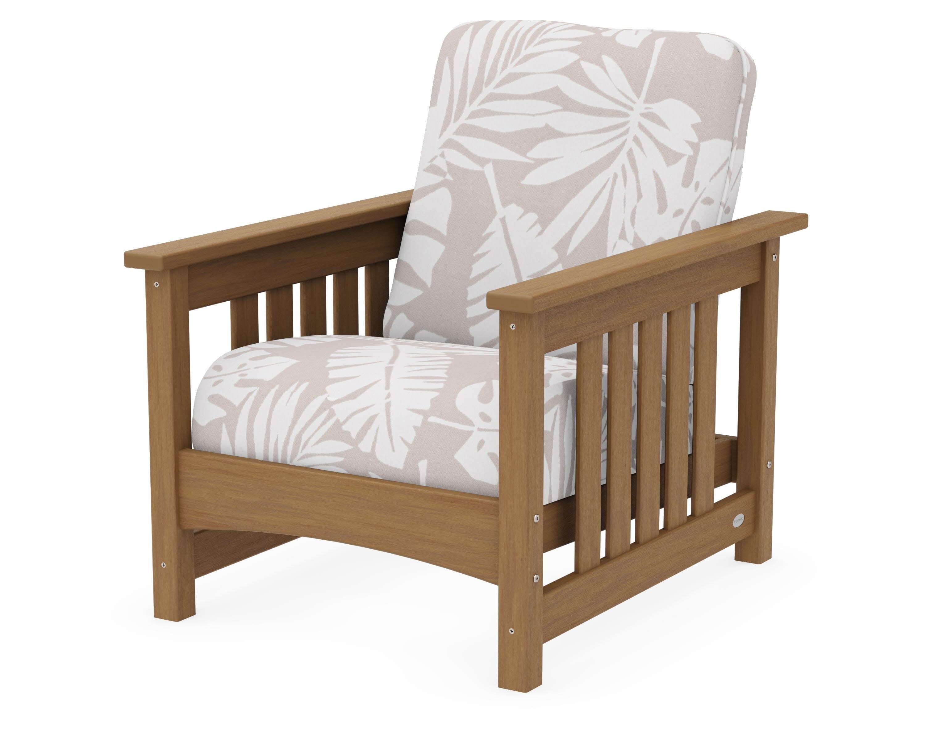 Club Mission Chair in Natural / Leaf Dune Burlap