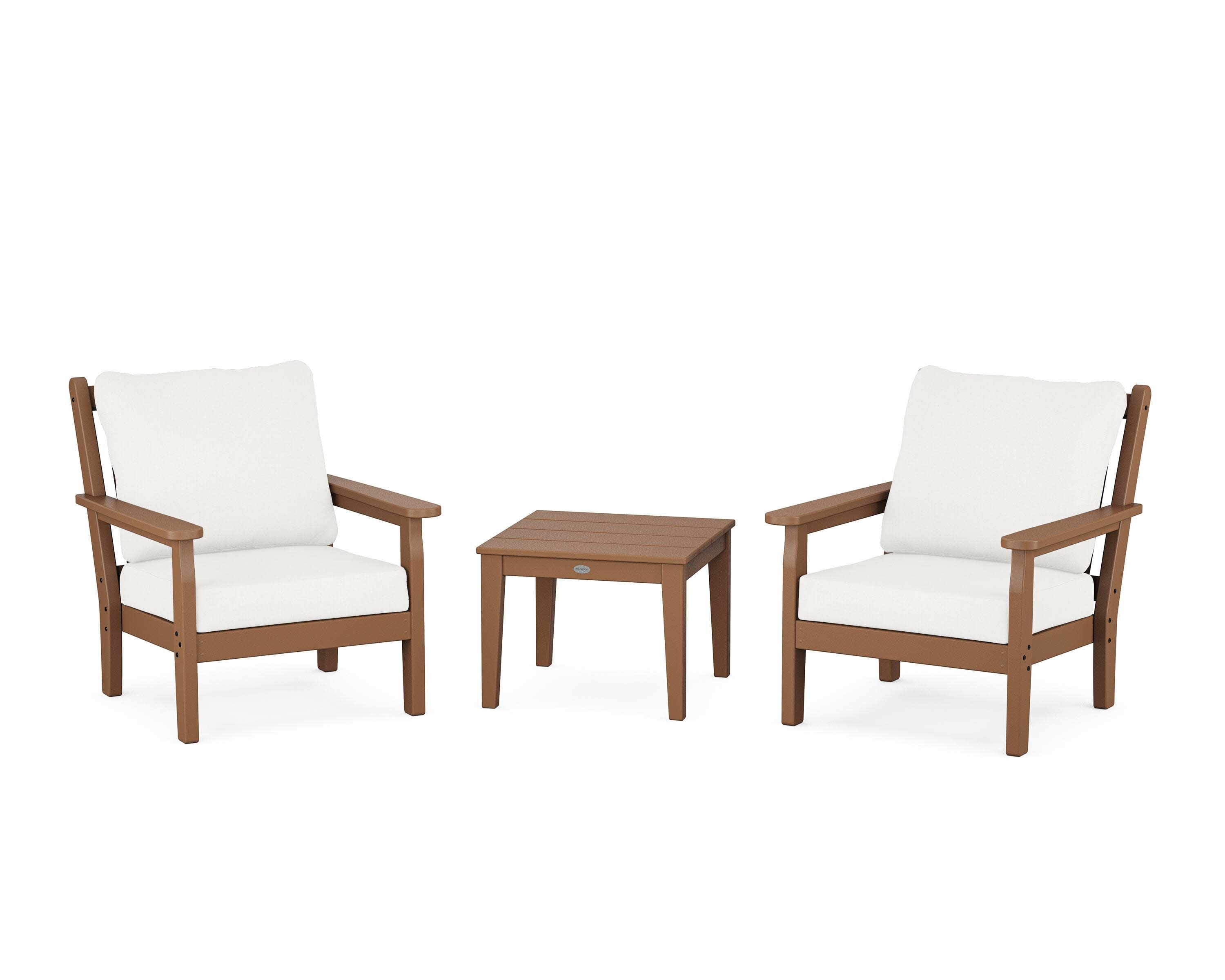 Chippendale 3-Piece Deep Seating Set in Teak / Natural Linen