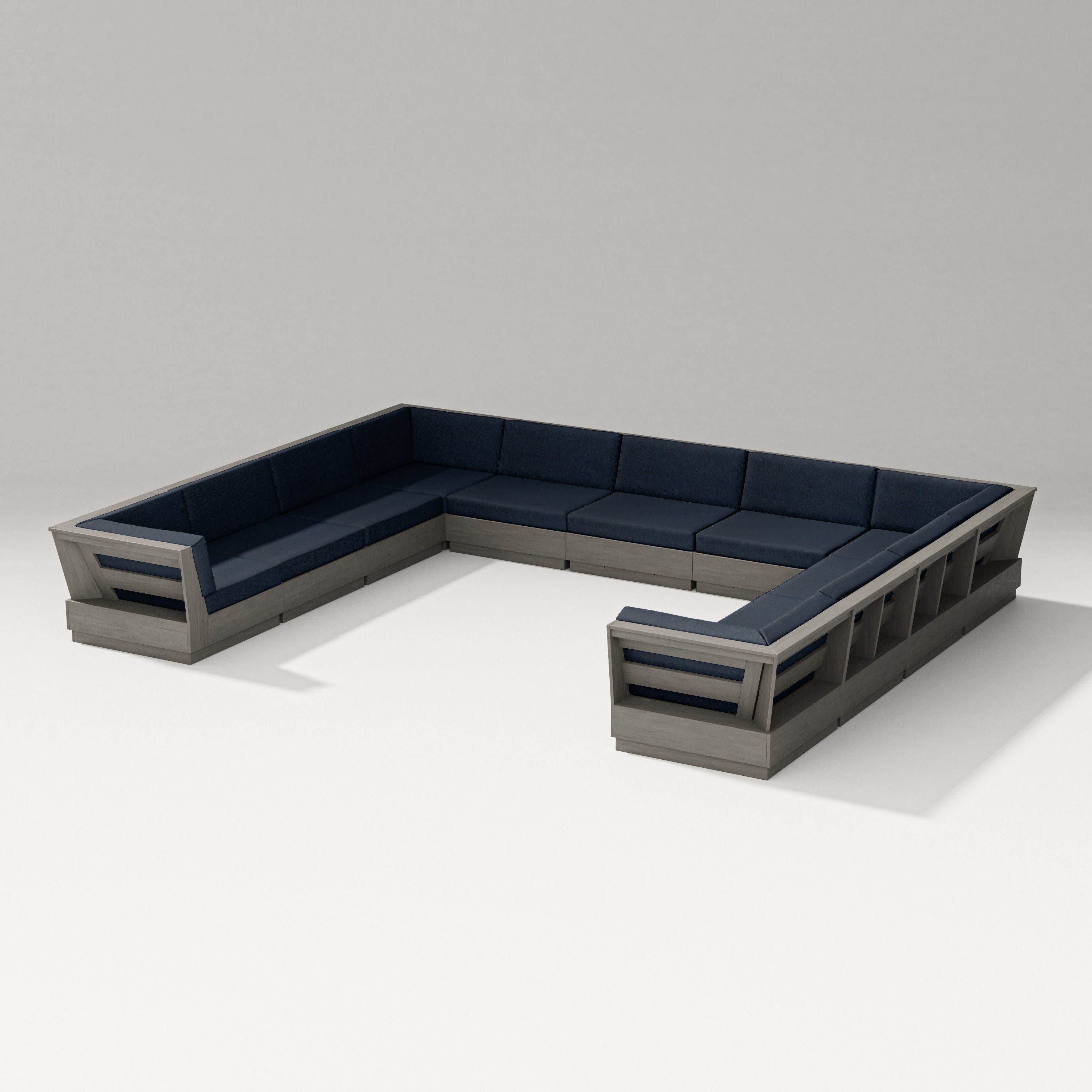 Elevate Large U-Shaped Sectional in Driftwood / Marine Indigo
