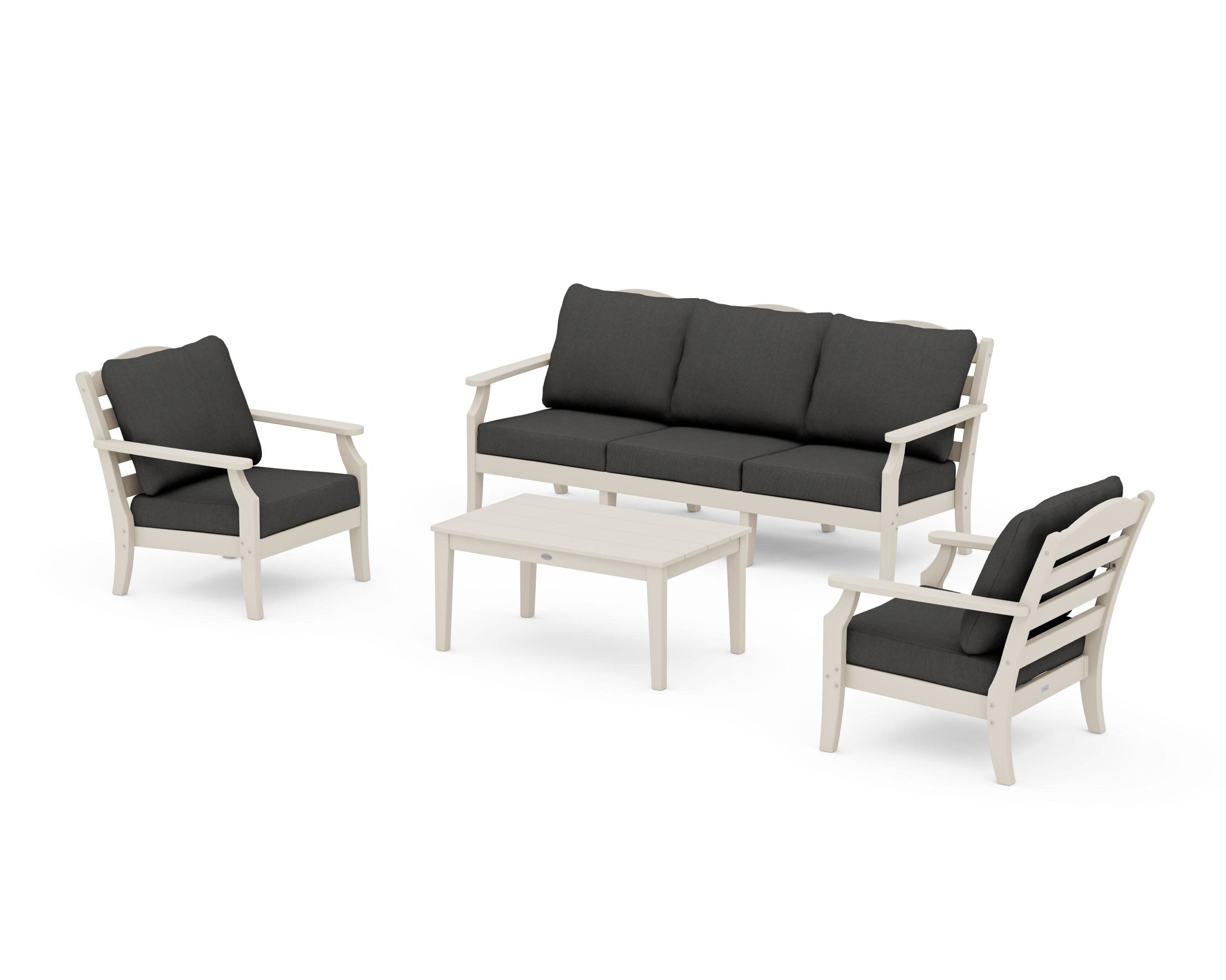Savannah 4-Piece Deep Seating Set with Sofa in Sand / Spectrum Carbon