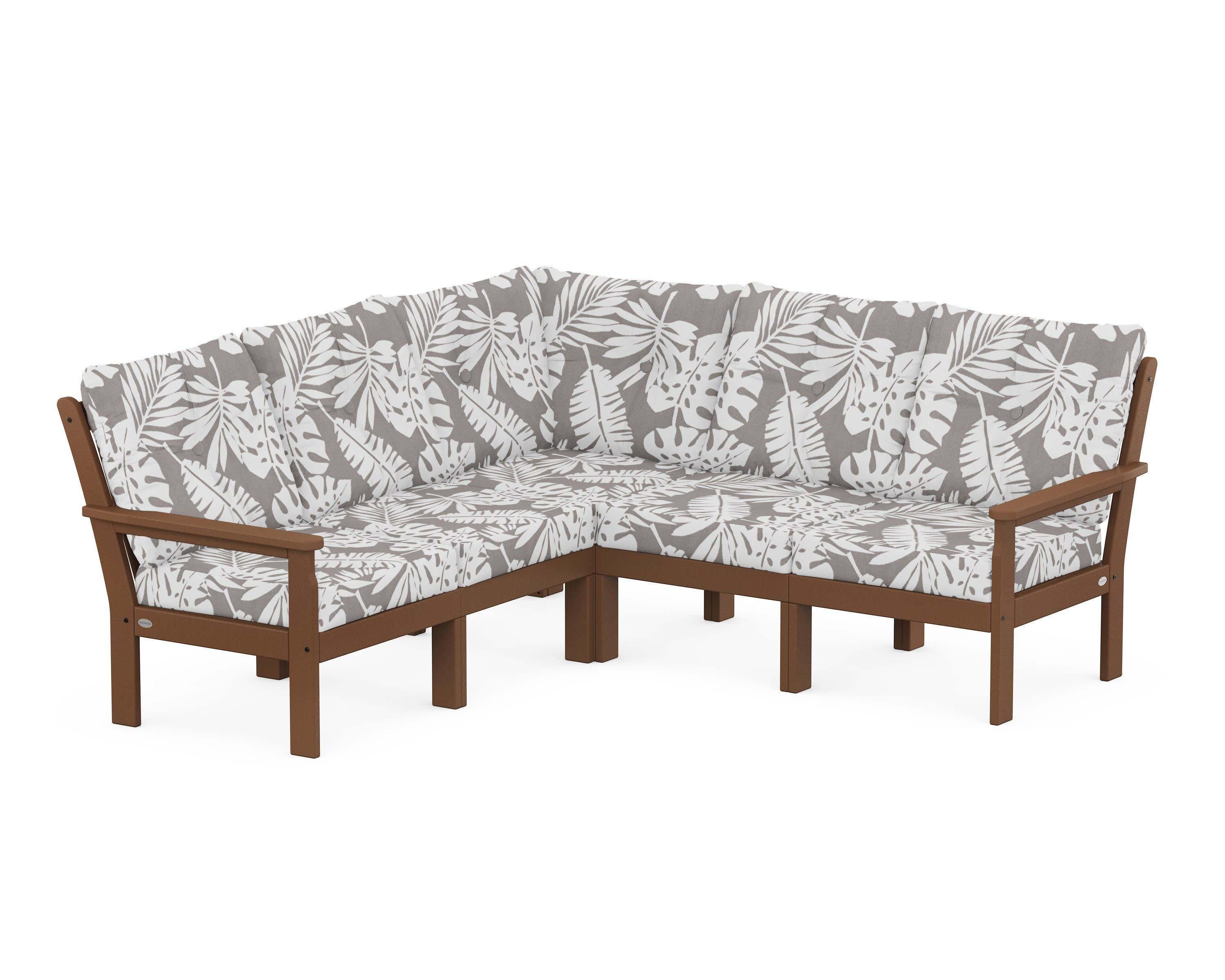 Vineyard 5-Piece Sectional in Teak / Leaf Grey Mist