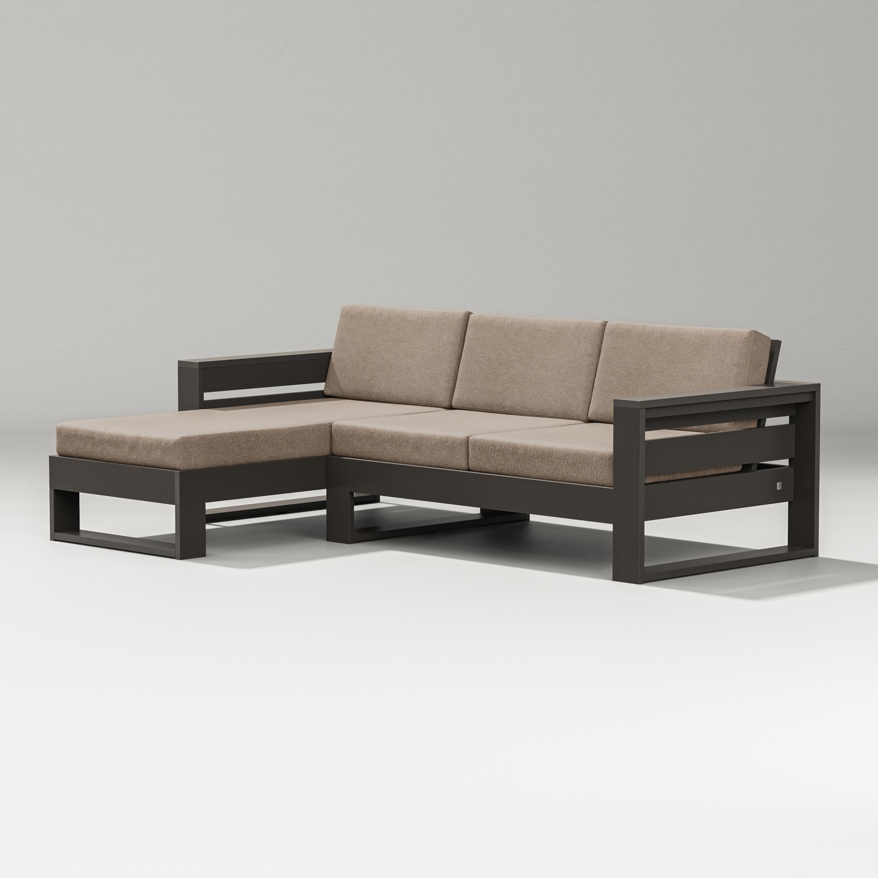 Latitude Left Chaise Sectional in Vintage Coffee / Spiced Burlap