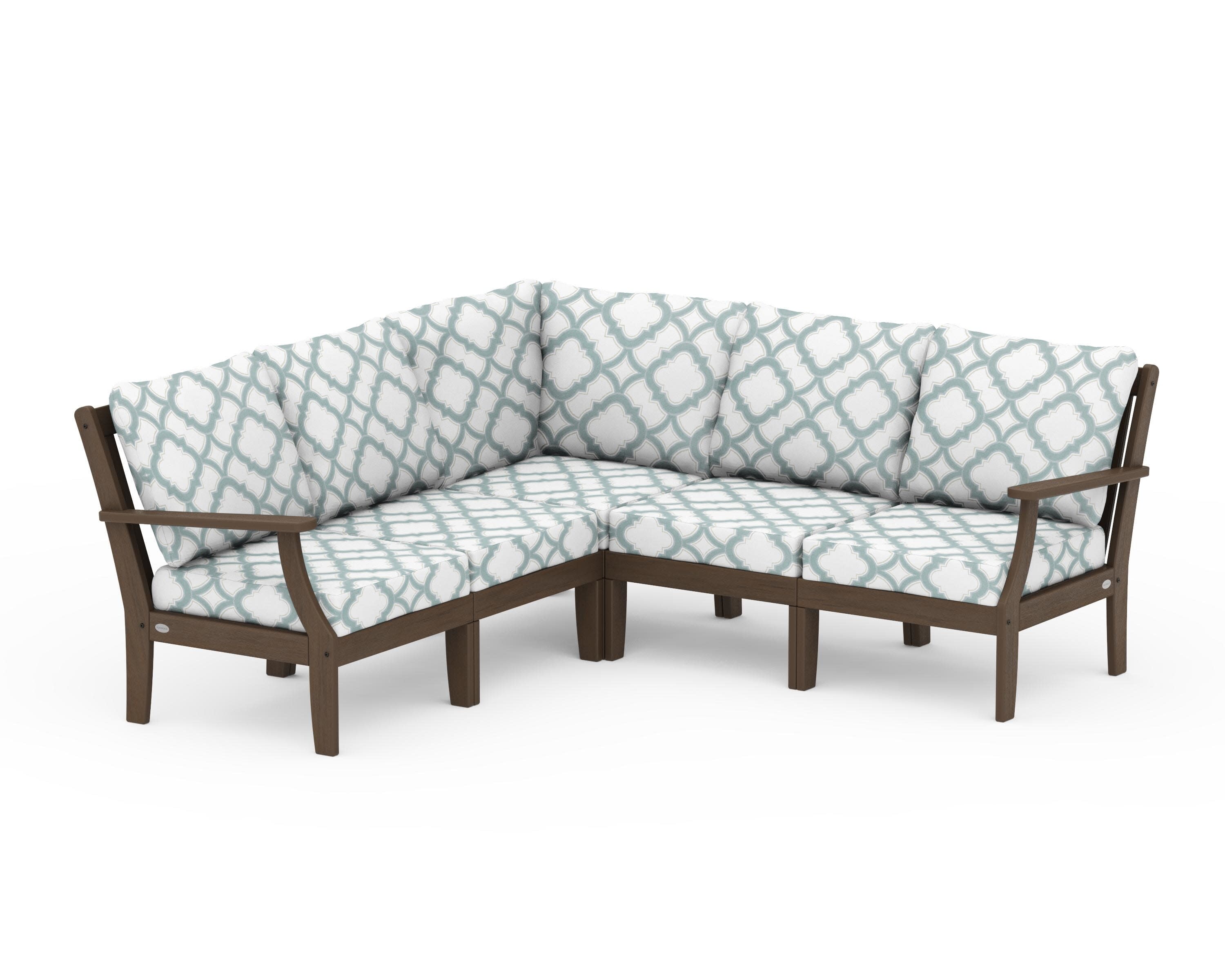 Braxton Modular 5-Piece Deep Seating Set in Kona / Trellis Glacier Spa