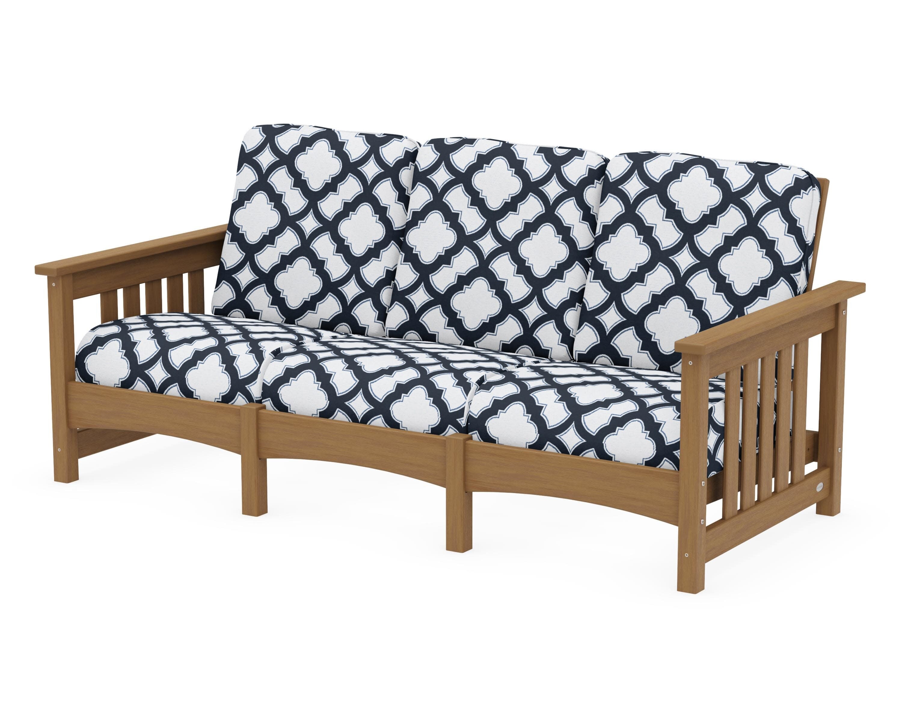 Club Mission Sofa in Natural / Trellis Marine Indigo