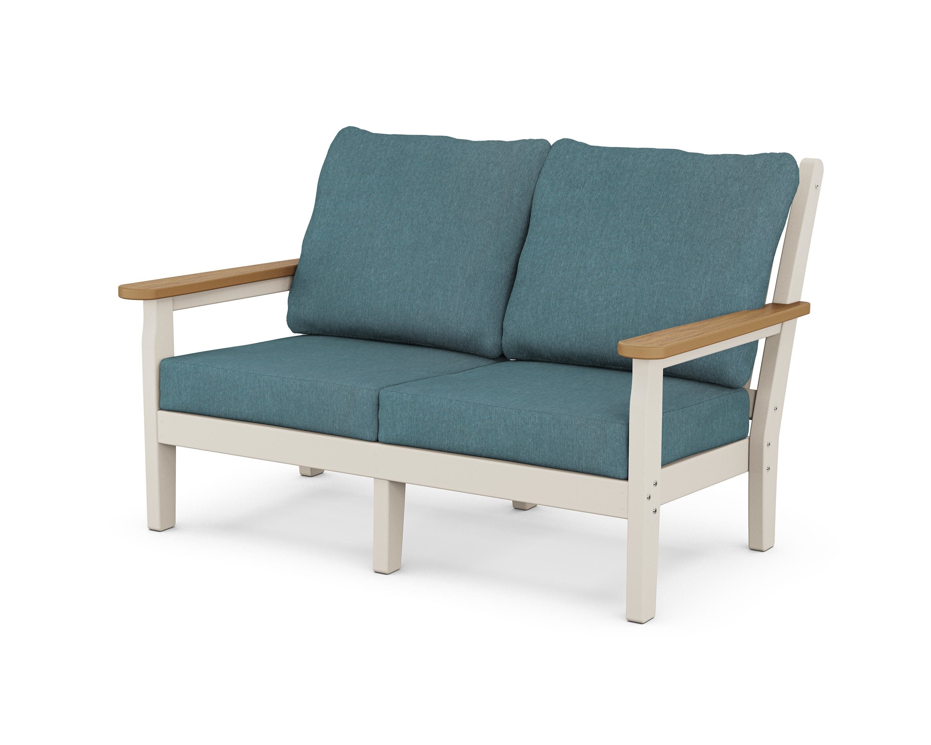 Chippendale Deep Seating Loveseat in Sand / Natural / Ocean Teal