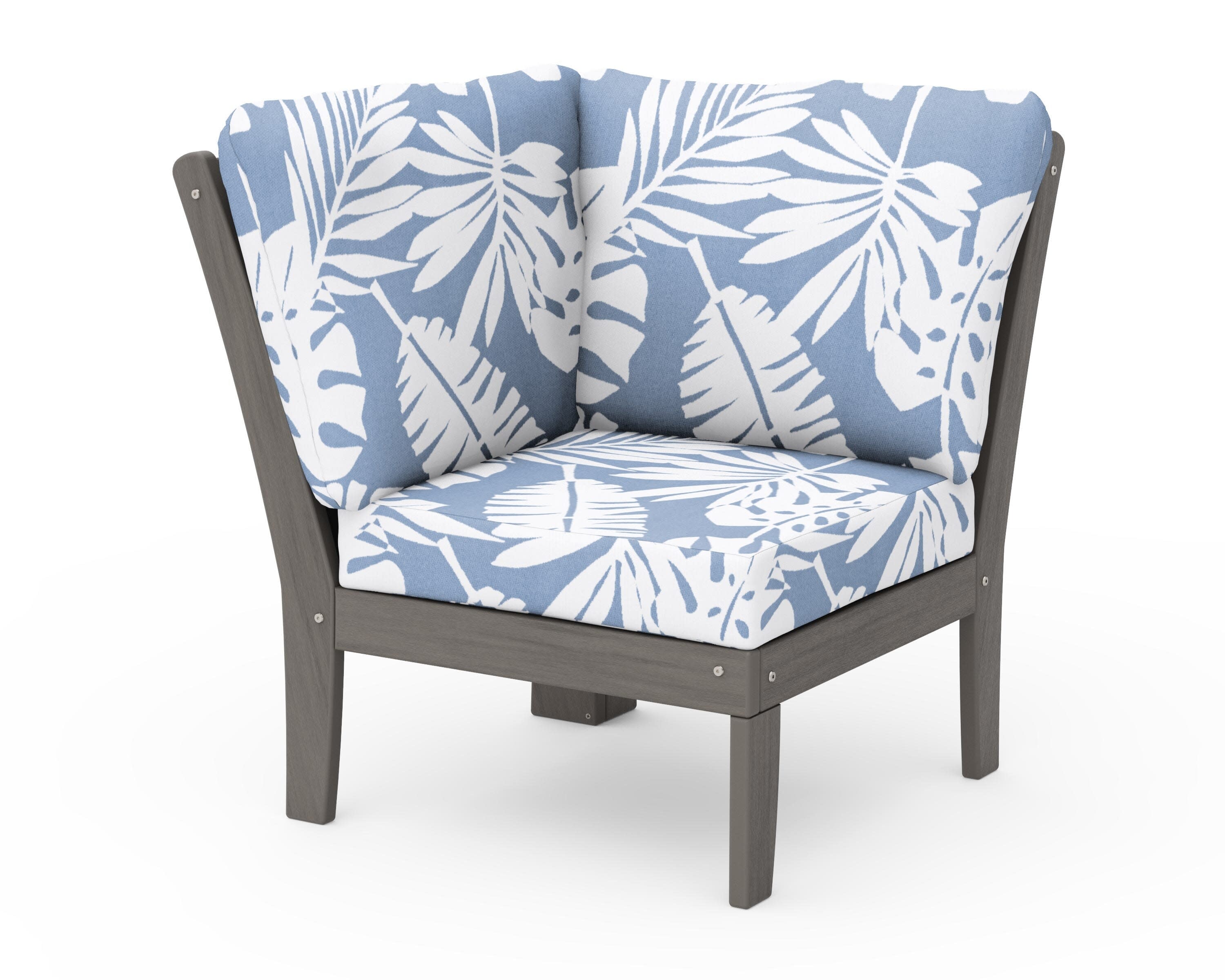 Braxton Modular Corner Chair in Driftwood / Leaf Sky Blue