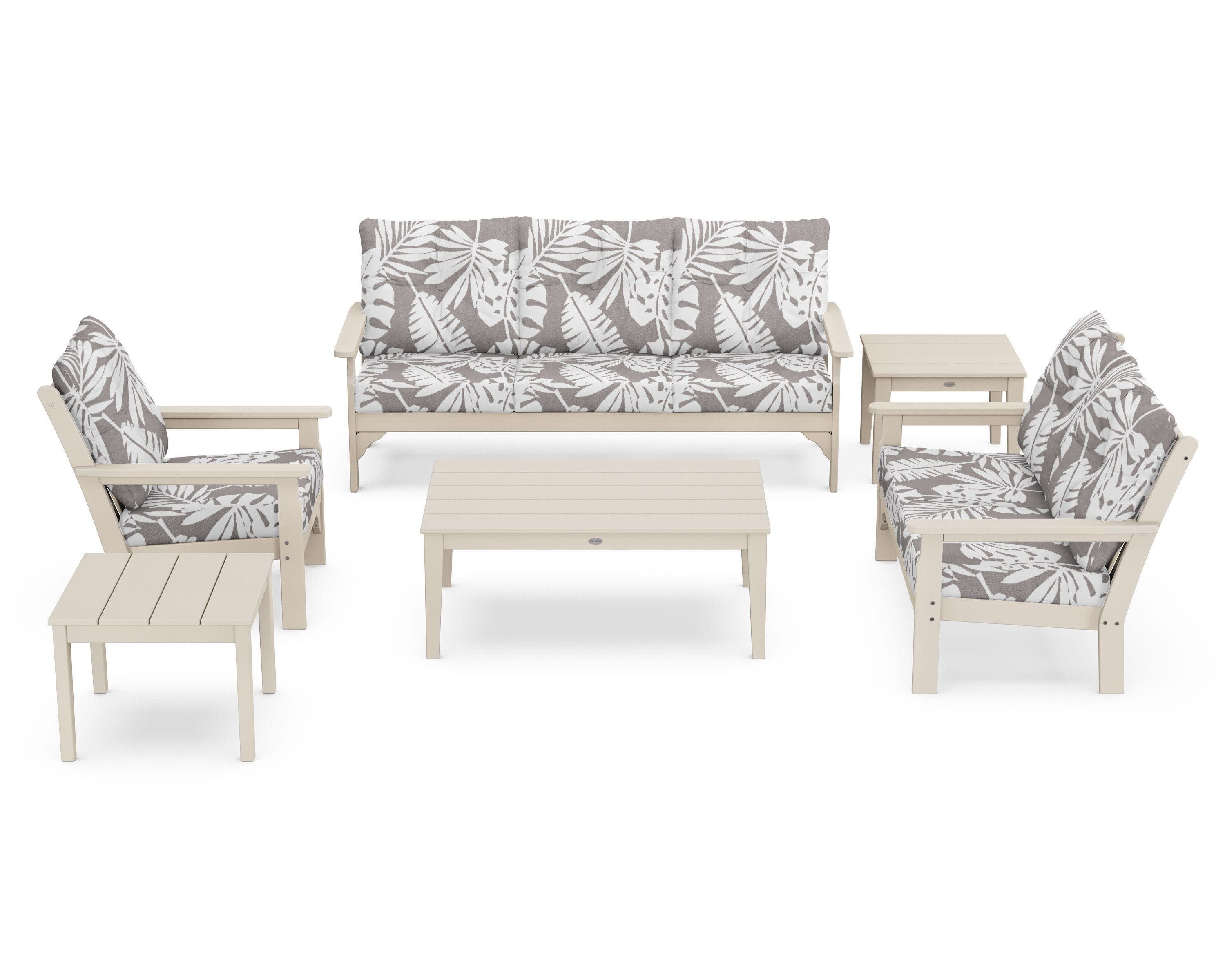 Vineyard 6-Piece Deep Seating Set in Sand / Leaf Grey Mist