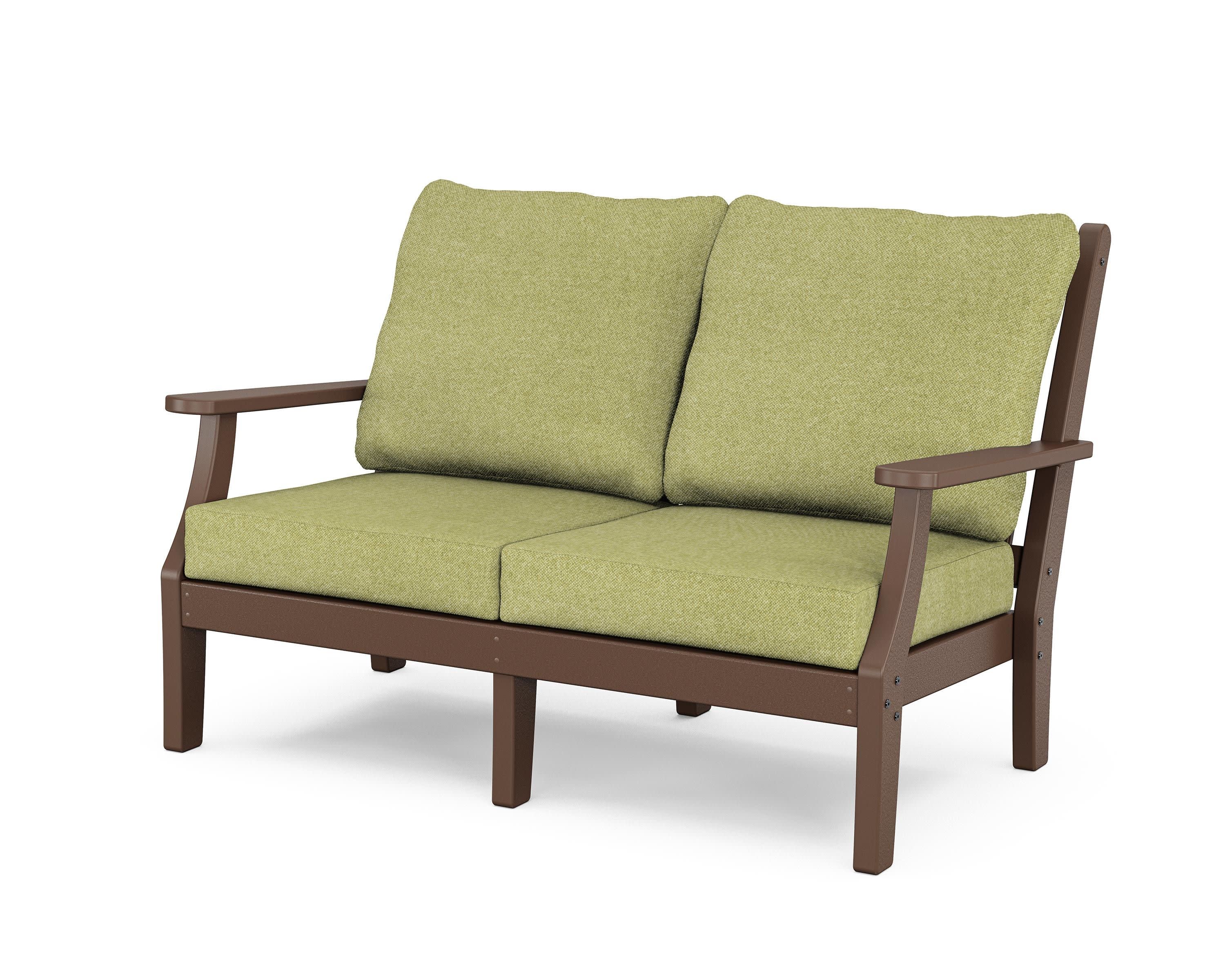Wovendale Deep Seating Loveseat in Mahogany / Chartreuse Boucle