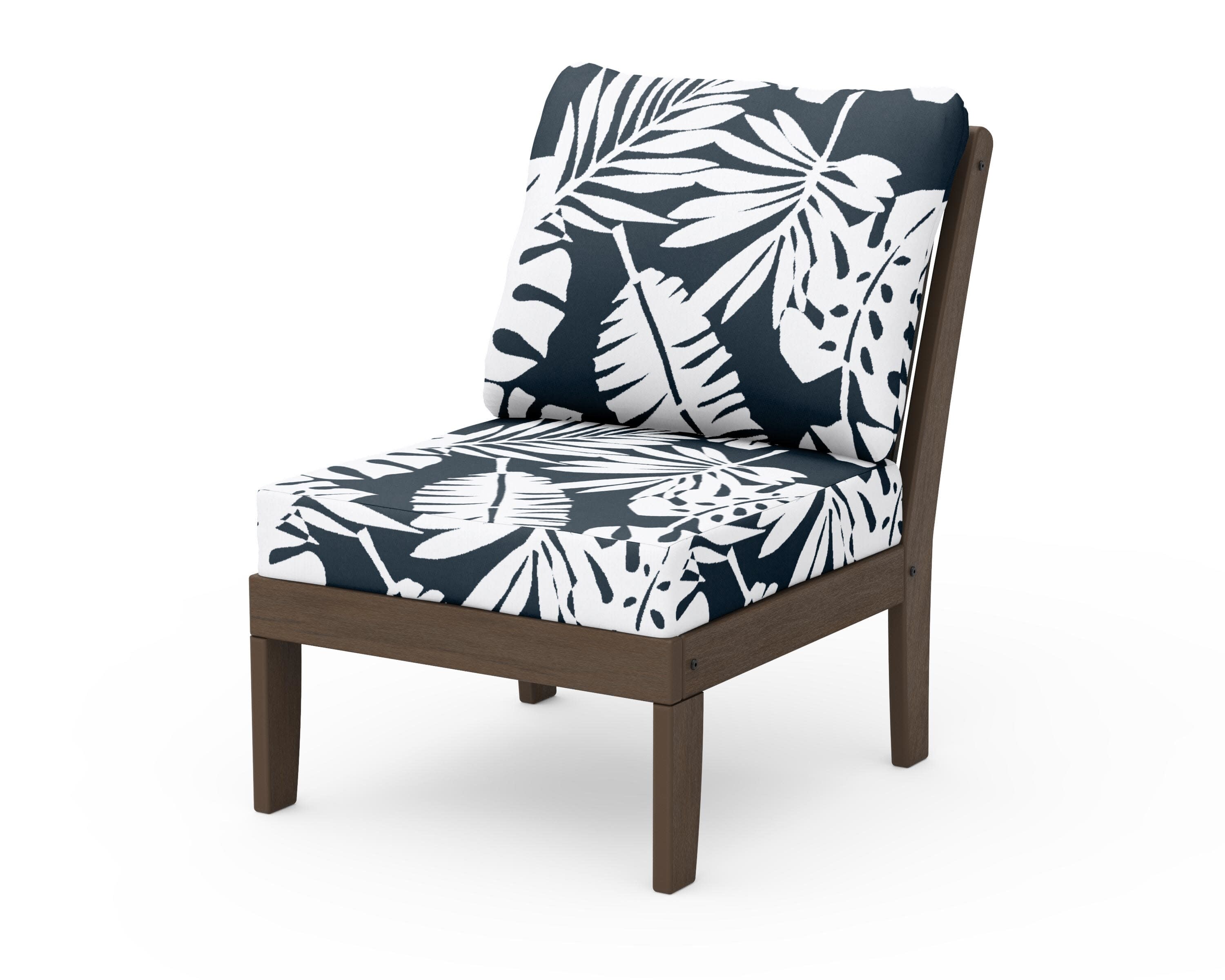 Braxton Modular Armless Chair in Kona / Leaf Marine Indigo