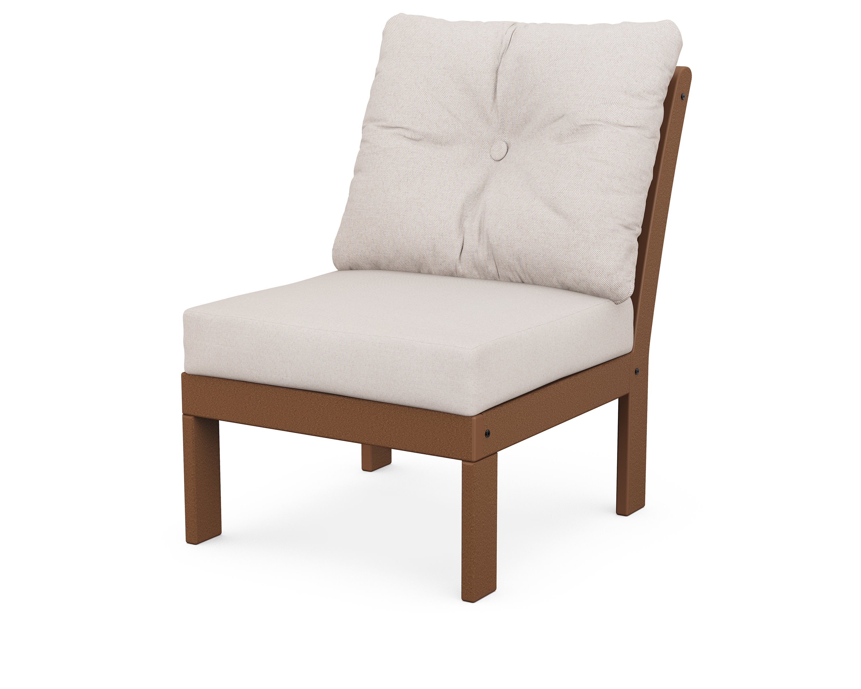 Vineyard Modular Armless Chair in Teak / Dune Burlap