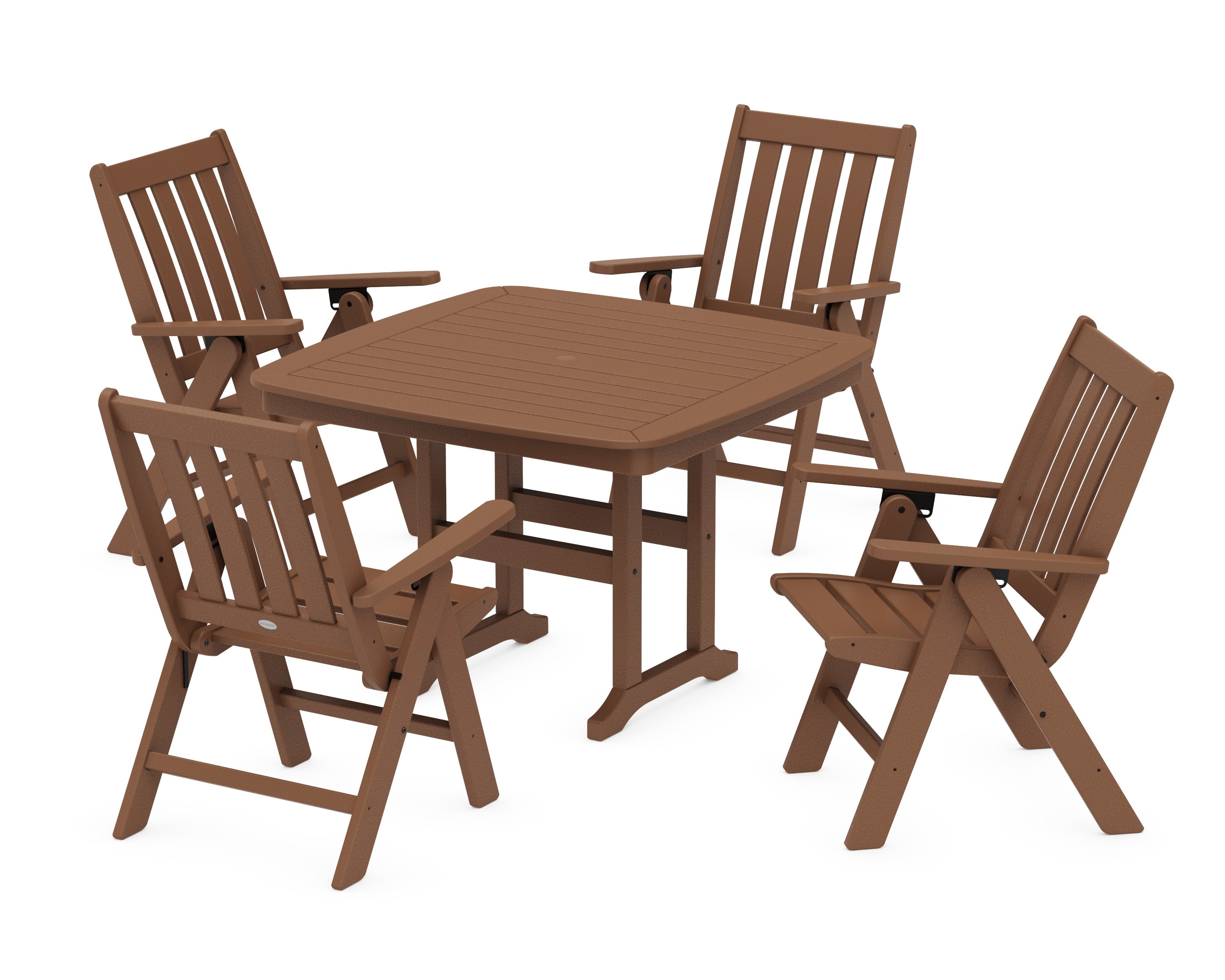 Vineyard Folding Chair 5-Piece Dining Set in Teak