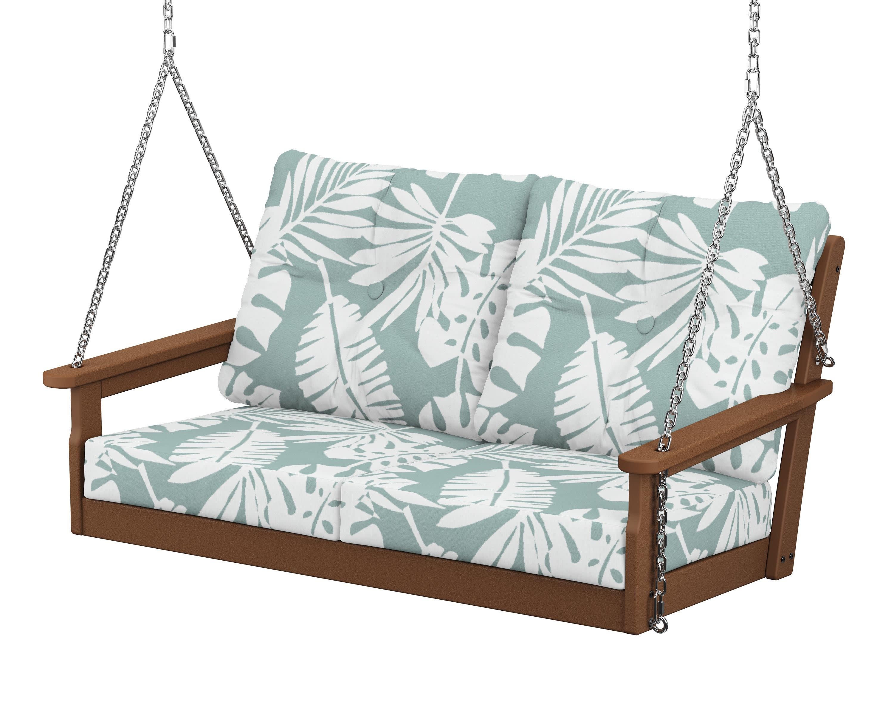 Vineyard Deep Seating Swing in Teak / Leaf Glacier Spa