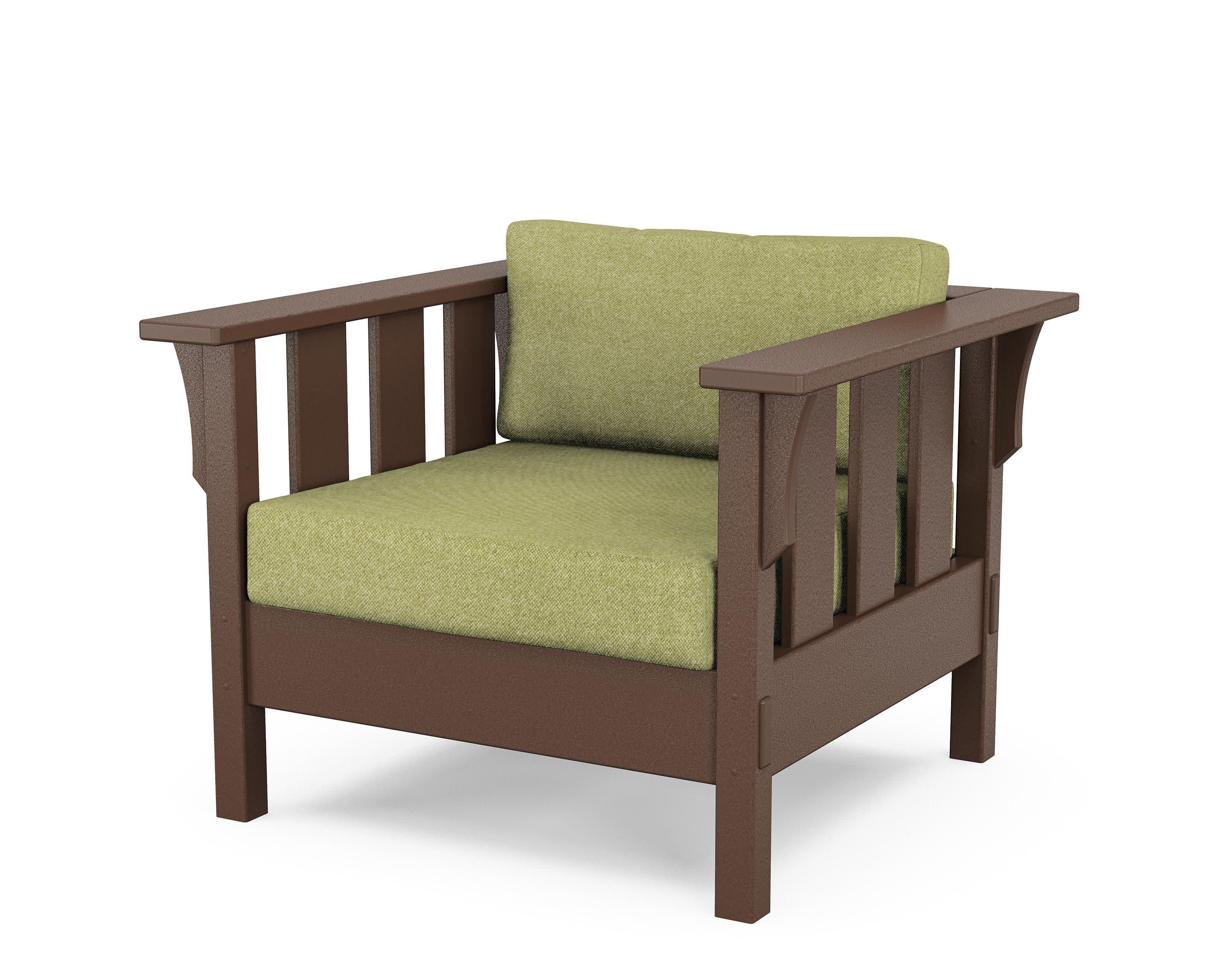 Acadia Deep Seating Chair in Mahogany / Chartreuse Boucle