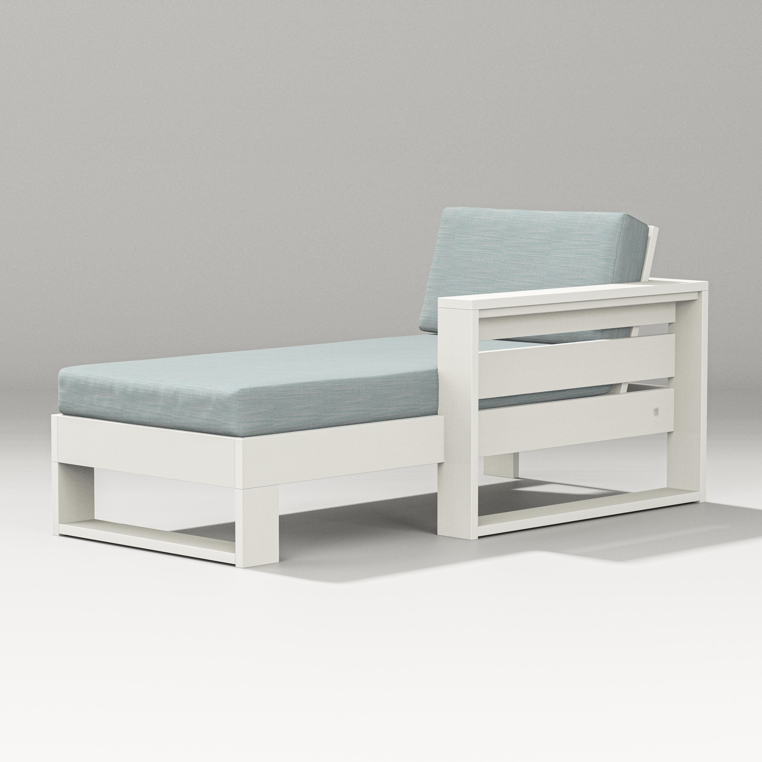 Latitude Modular Right Arm Chaise in Vintage White / Soothe Mist