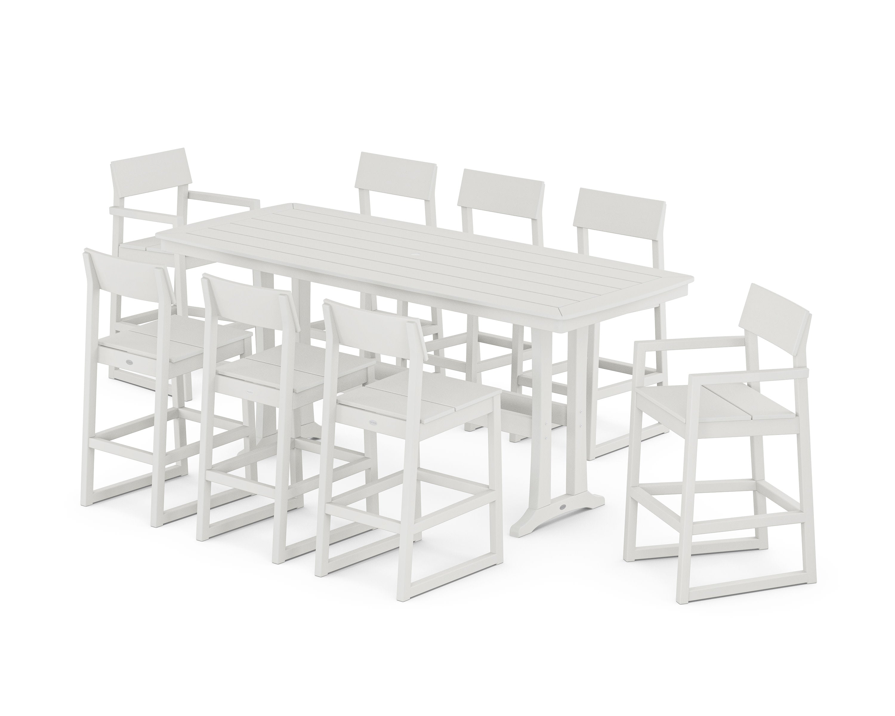 EDGE 9-Piece Bar Set with Trestle Legs in Vintage White