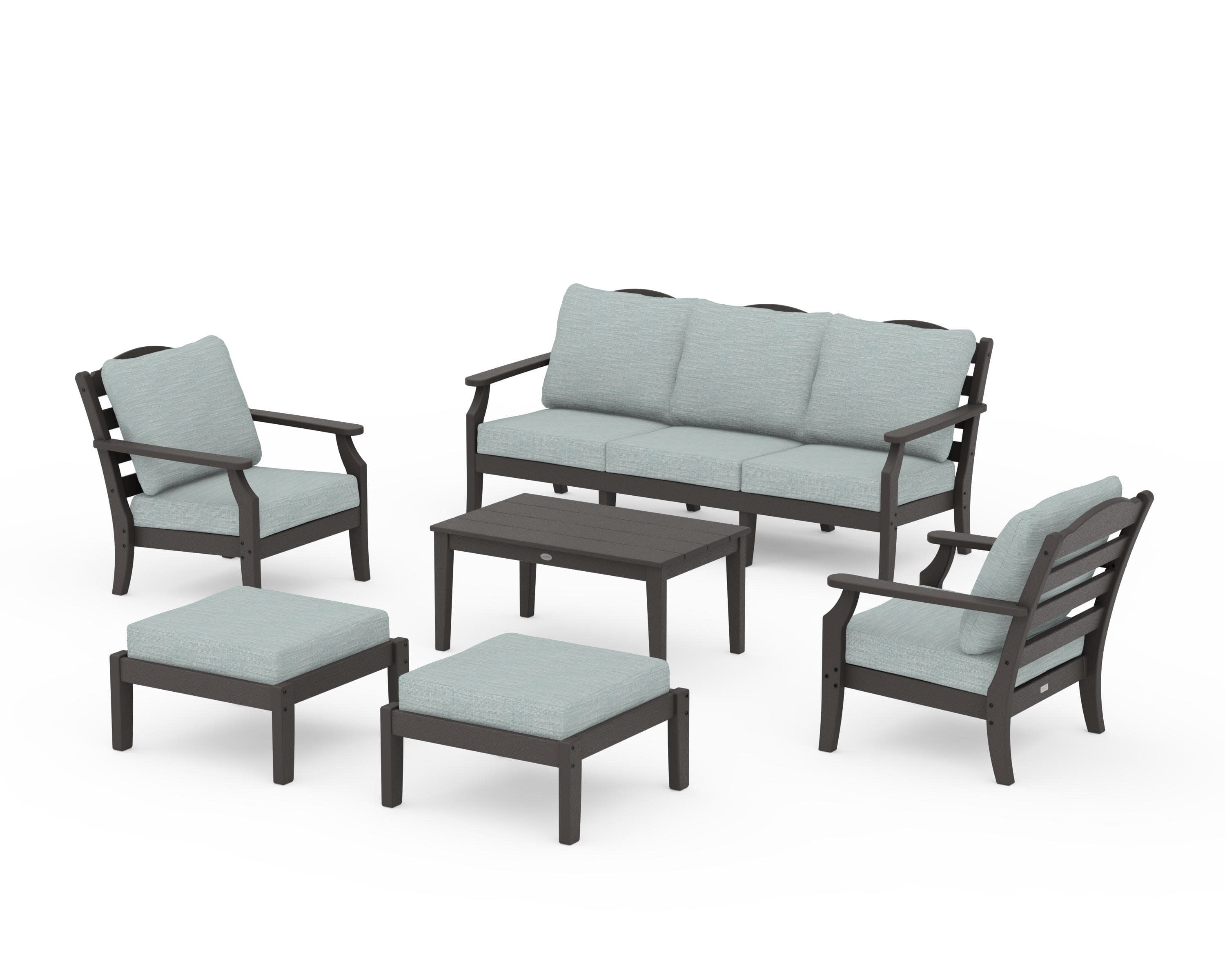 Savannah 6-Piece Lounge Sofa Set in Vintage Coffee / Soothe Mist