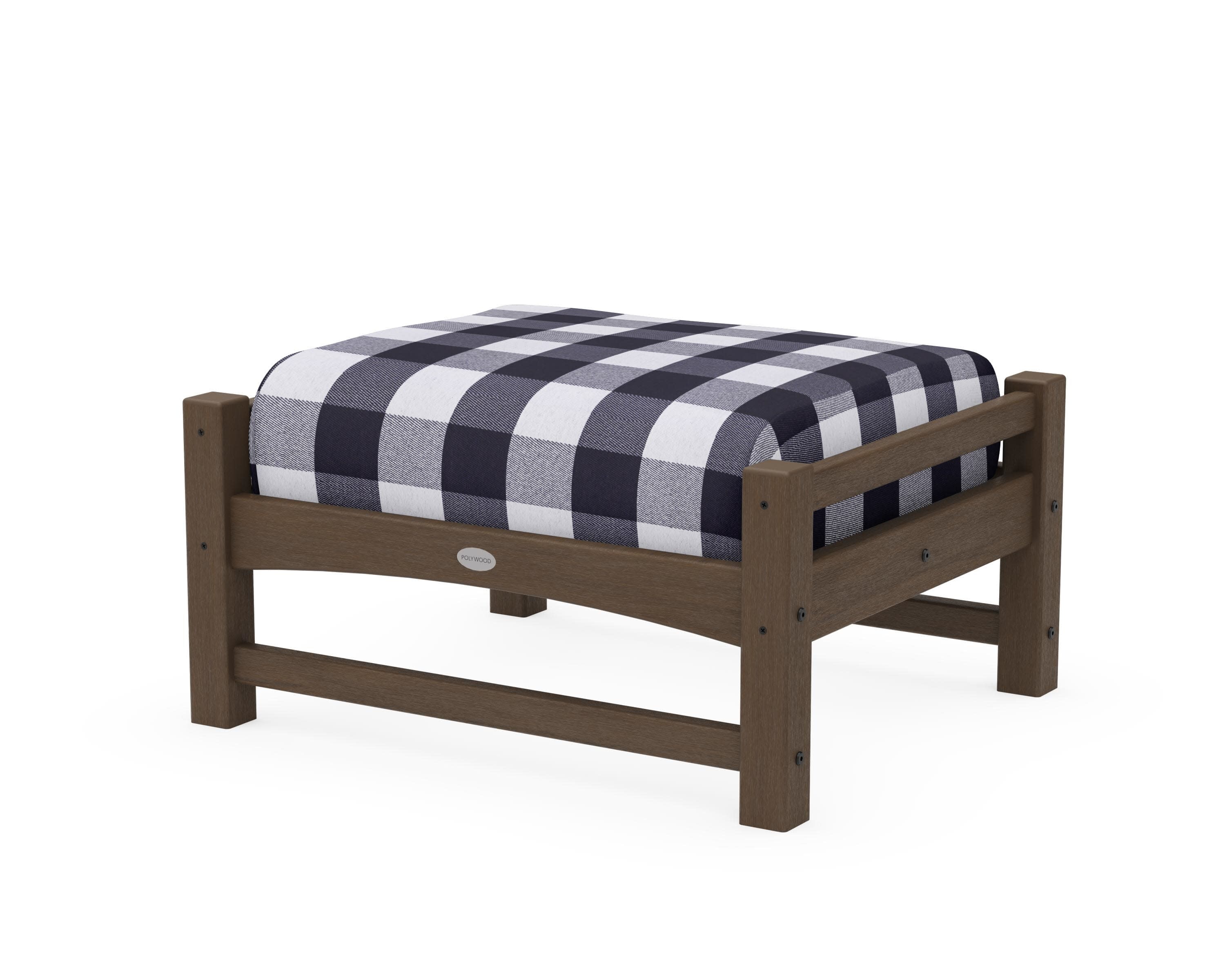 Club Ottoman in Kona / Buffalo Plaid Navy