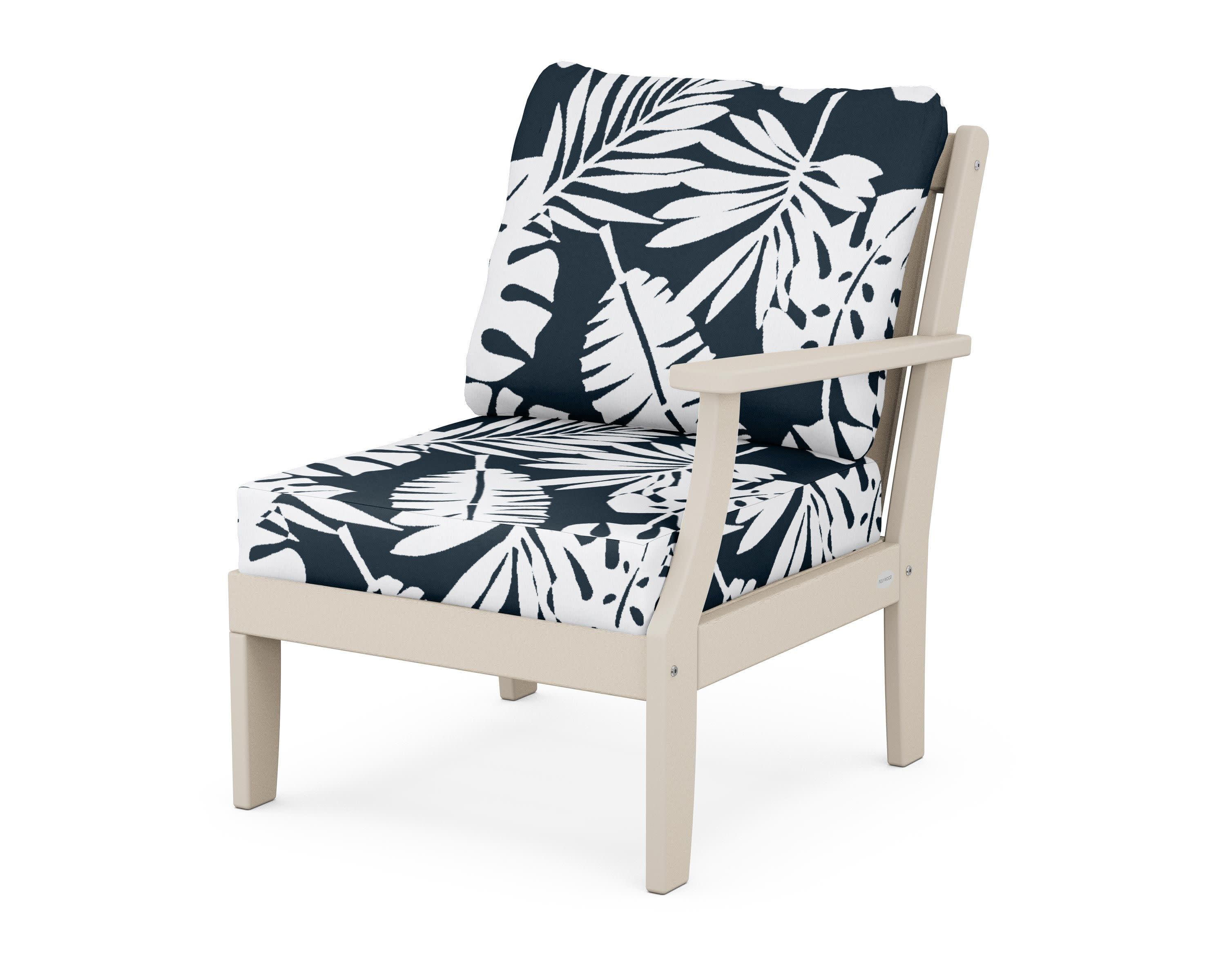 Braxton Modular Right Arm Chair in Sand / Leaf Marine Indigo