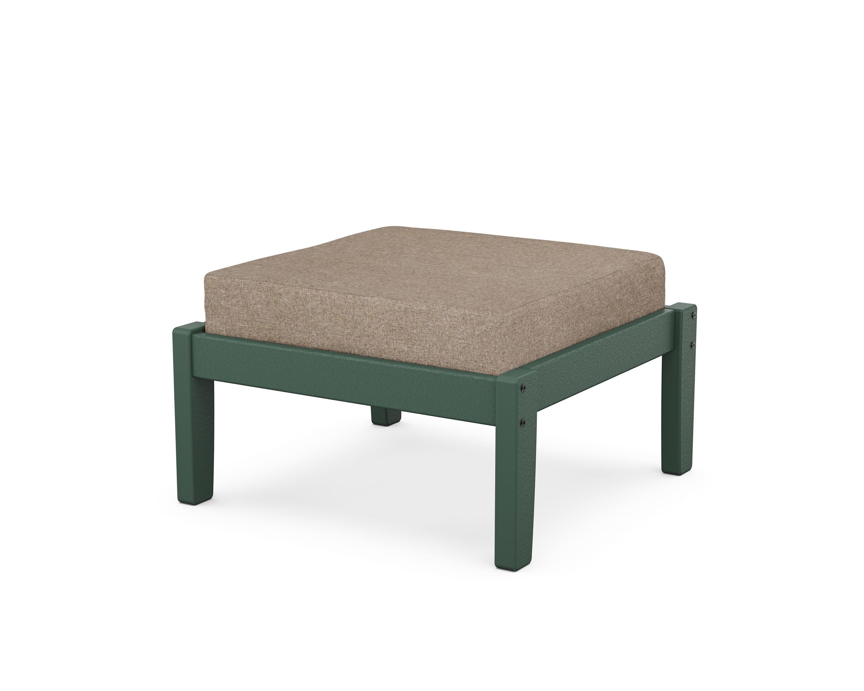 Deep Seating Ottoman in Green / Spiced Burlap