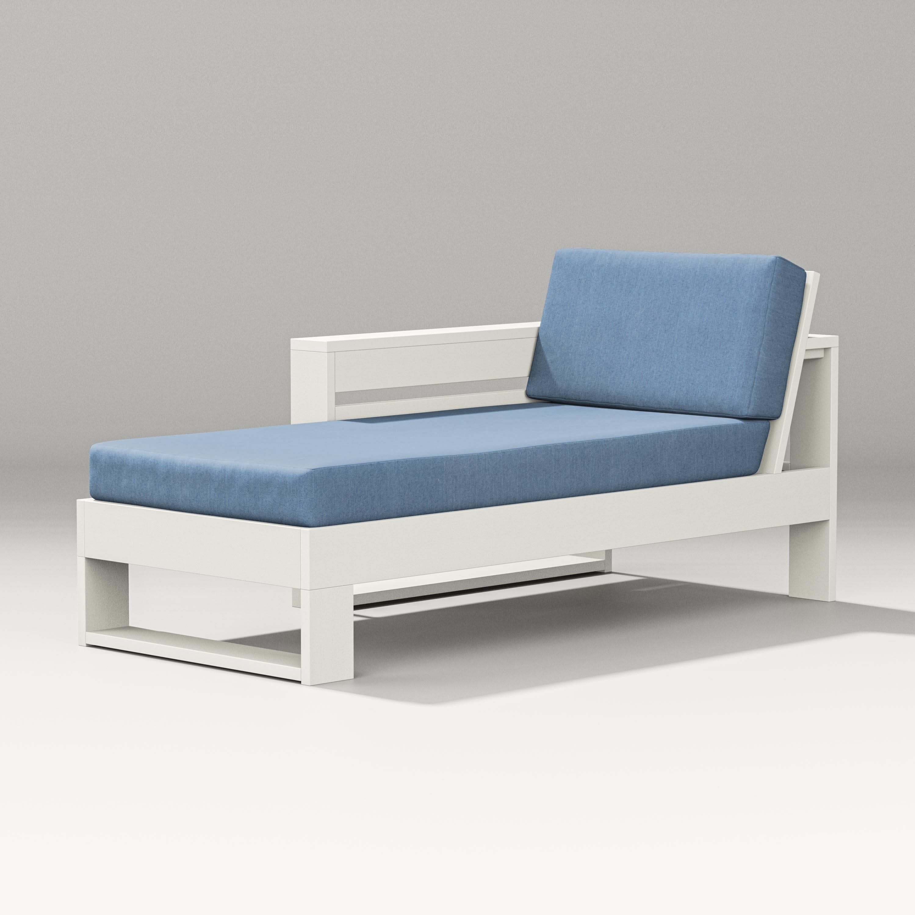 Latitude Modular Left Arm Chaise in Vintage White / Sky Blue