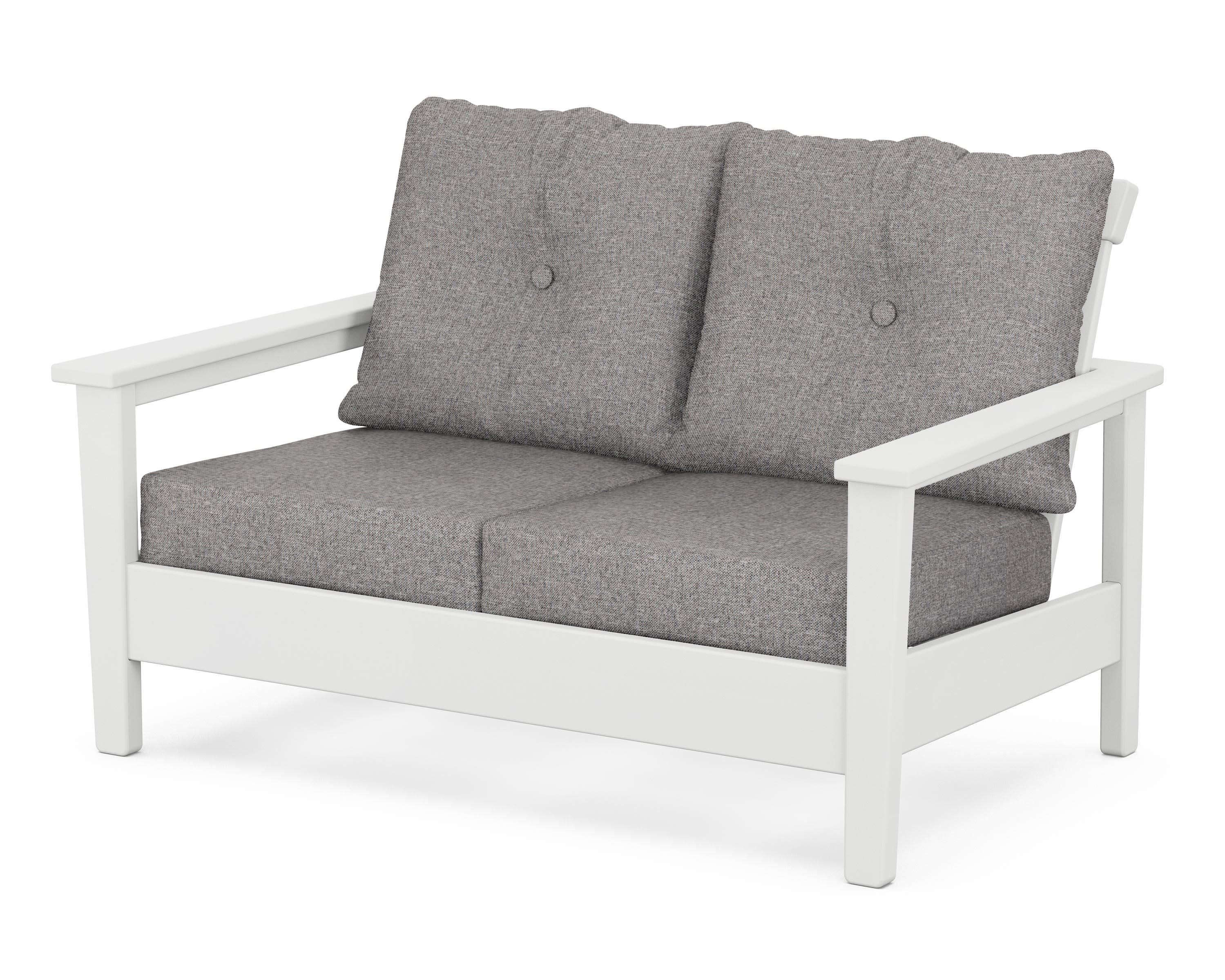 Prescott Deep Seating Loveseat in White / Grey Mist