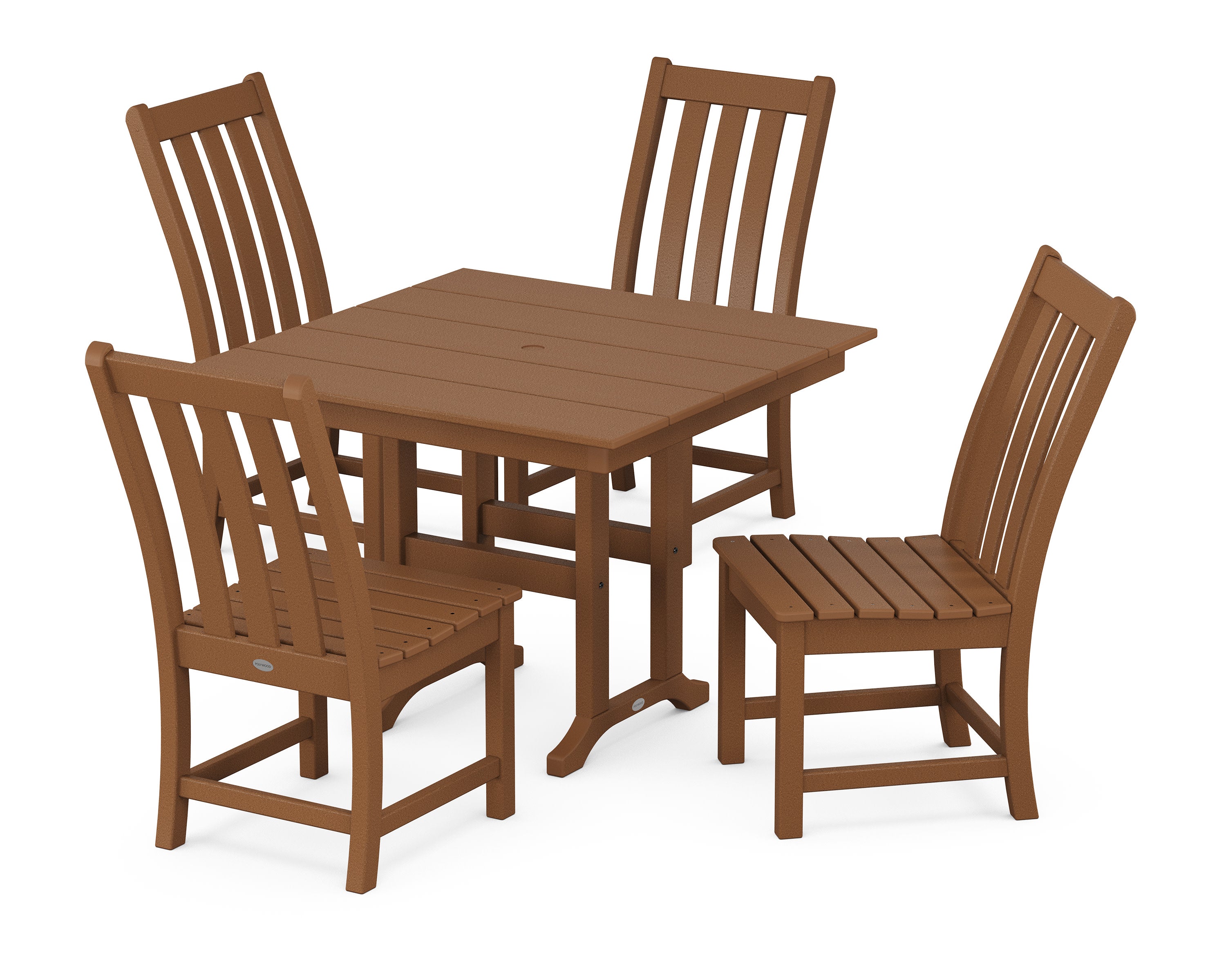 Vineyard Side Chair 5-Piece Farmhouse Dining Set in Teak