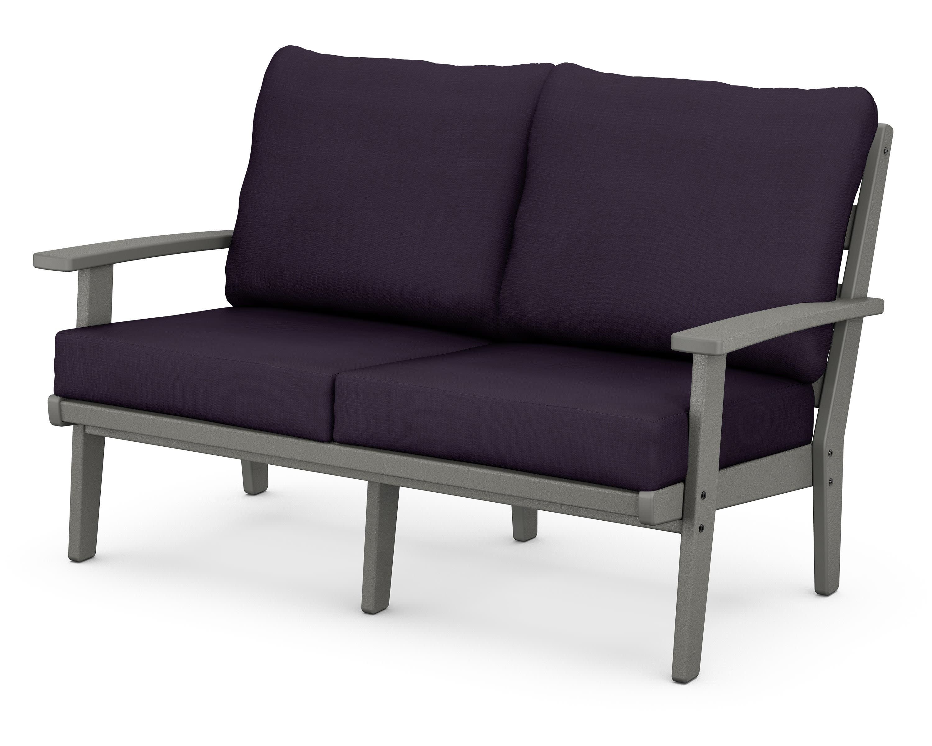 Grant Park Deep Seating Loveseat in Slate Grey / Navy Linen