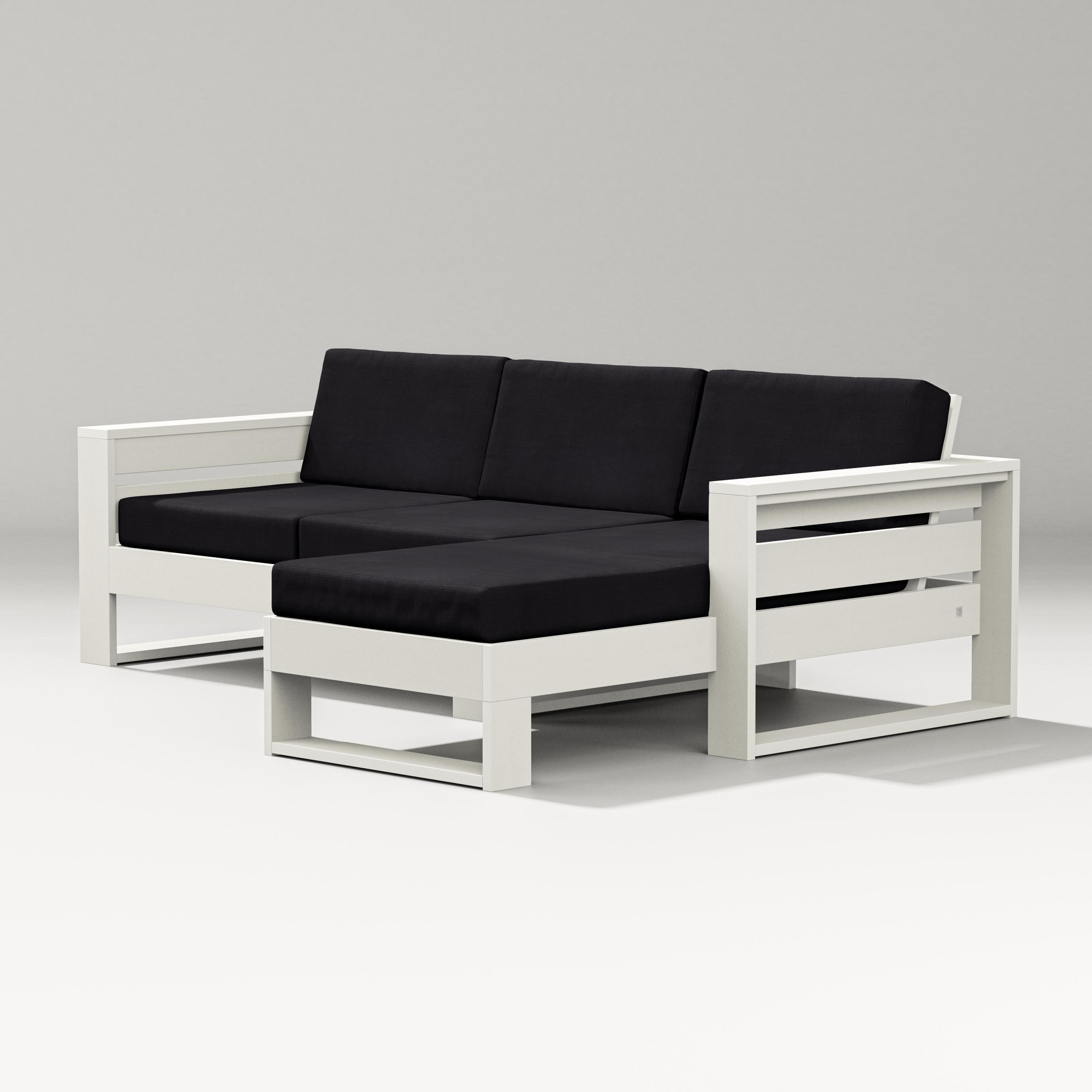 Latitude Right Chaise Sectional in Vintage White / Midnight Linen