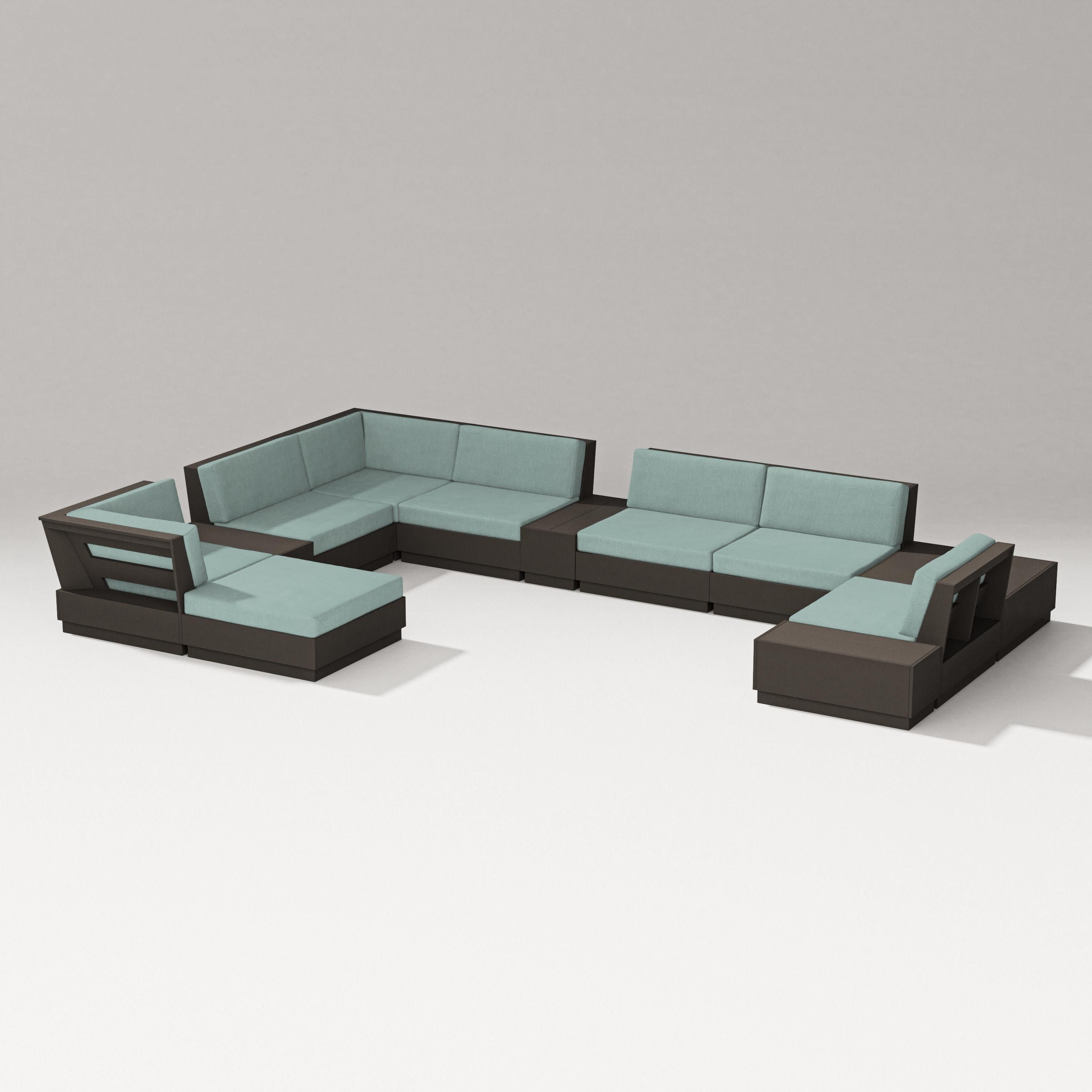 Elevate 12-Piece Conversation Sectional Set in Vintage Coffee / Glacier Spa