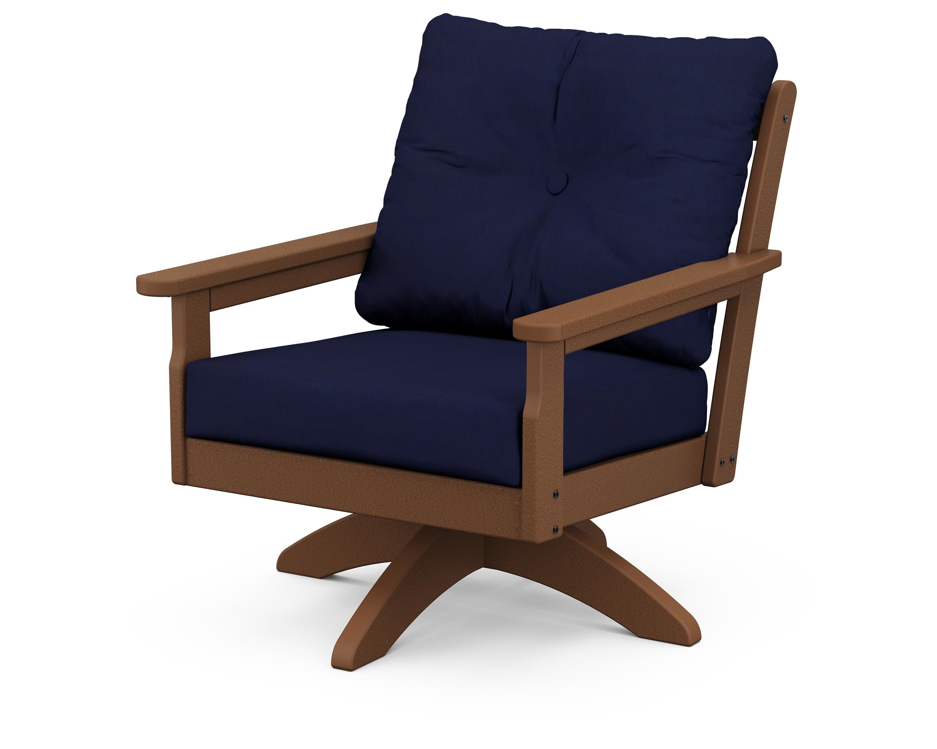 Vineyard Deep Seating Swivel Chair in Teak / Navy