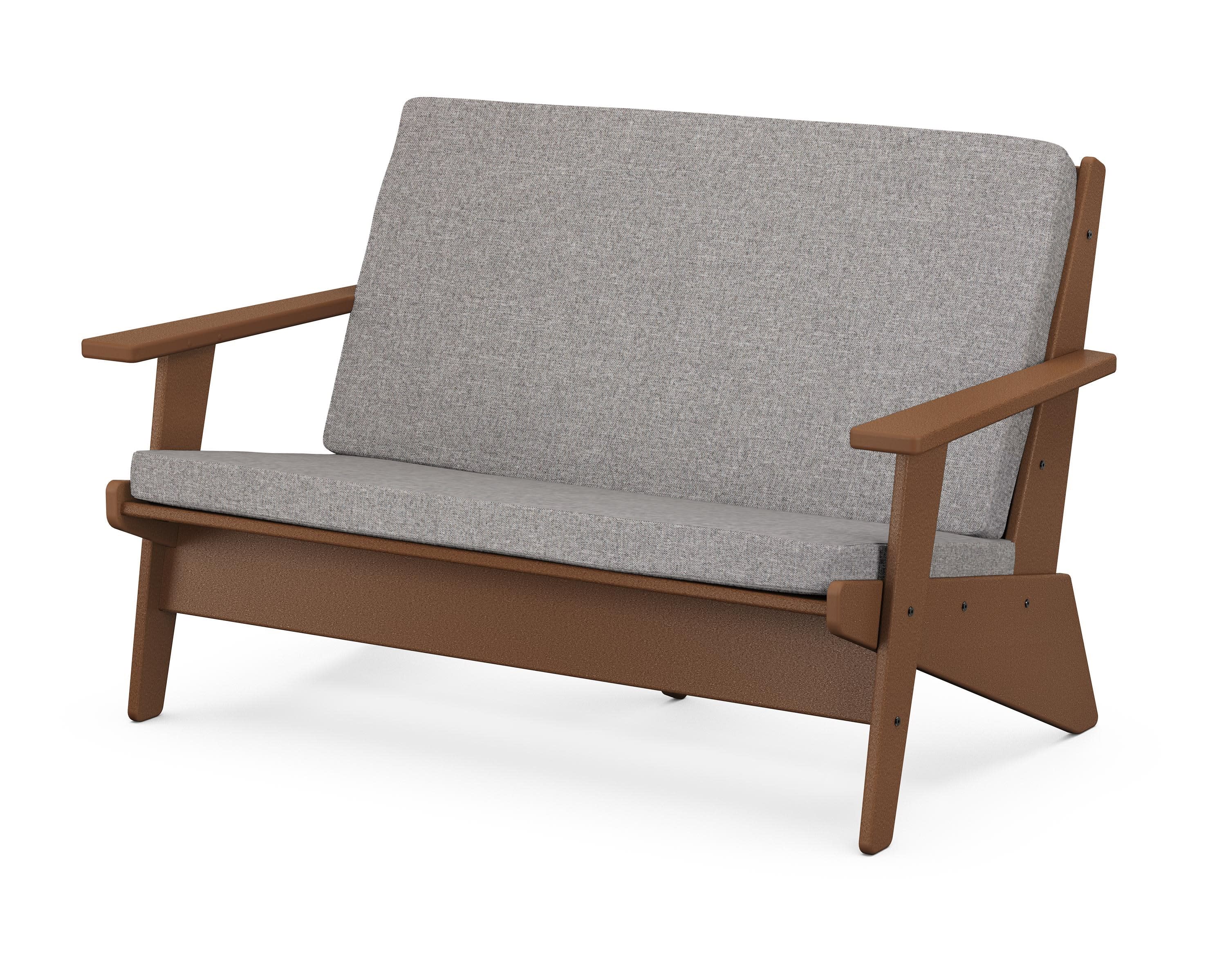 Riviera Modern Lounge Loveseat in Teak / Grey Mist