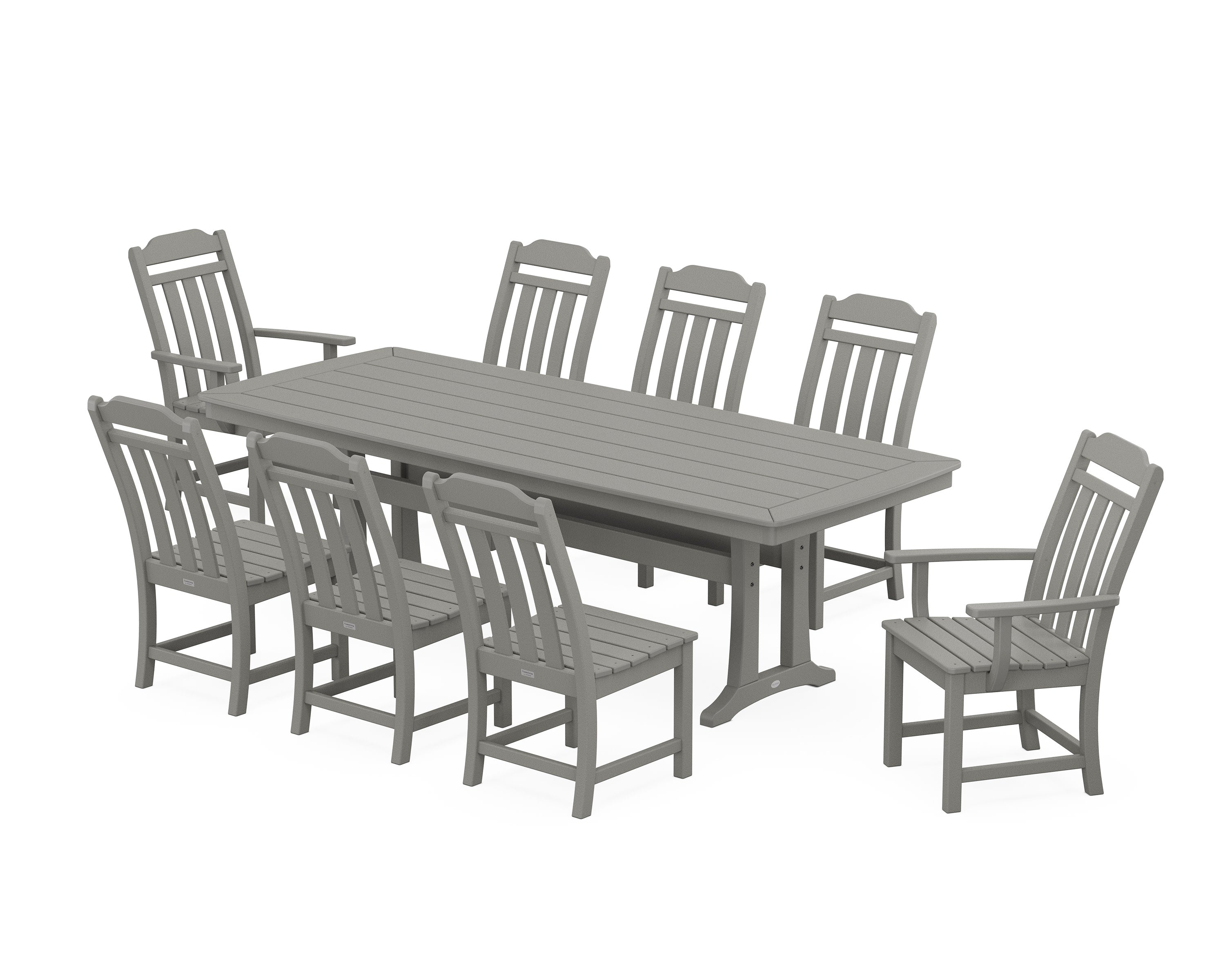 Cottage 9-Piece Dining Set with Trestle Legs in Slate Grey