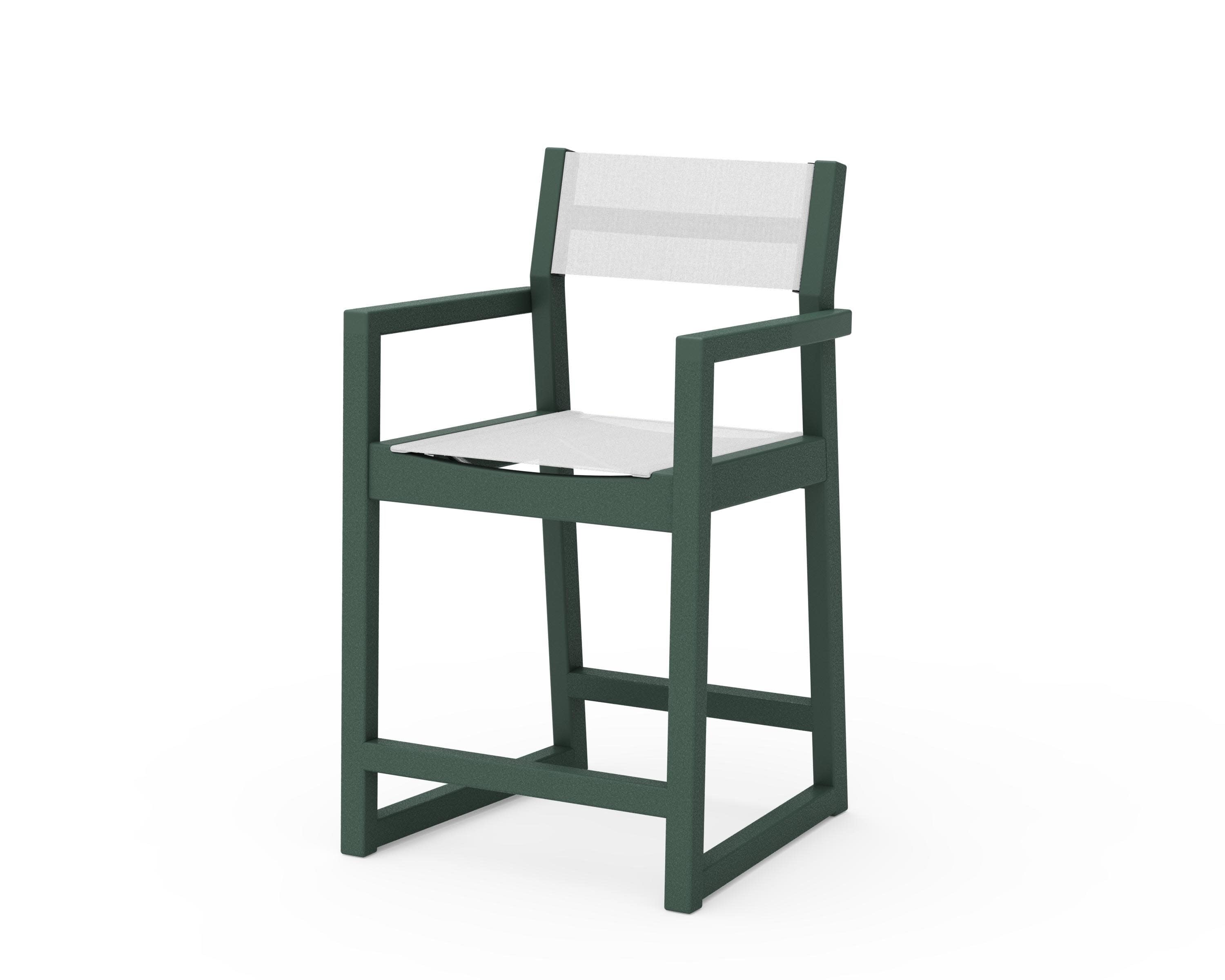 EDGE Sling Counter Arm Chair in Green / White Sling