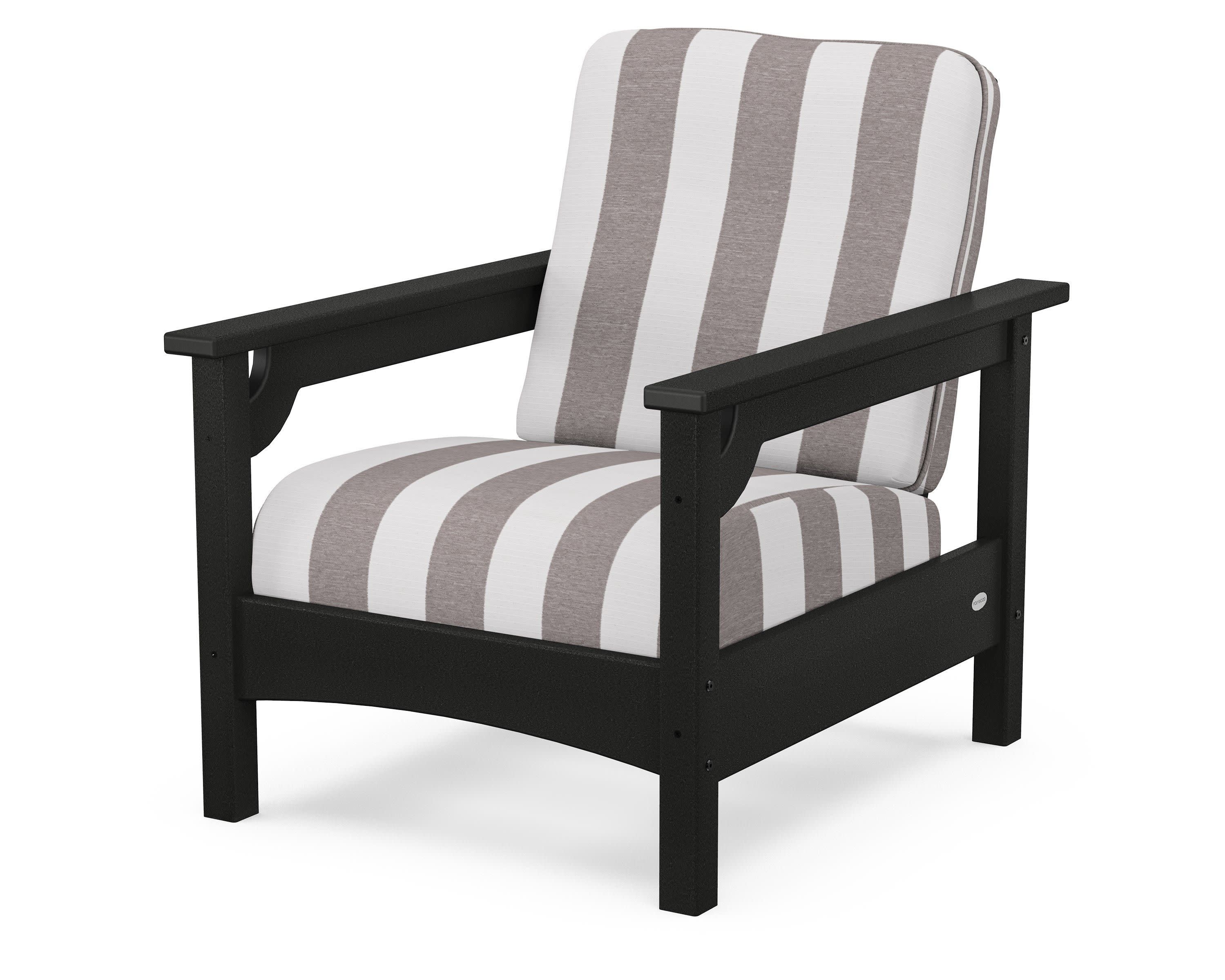 Club Chair in Black / Cabana Stripe Grey Mist