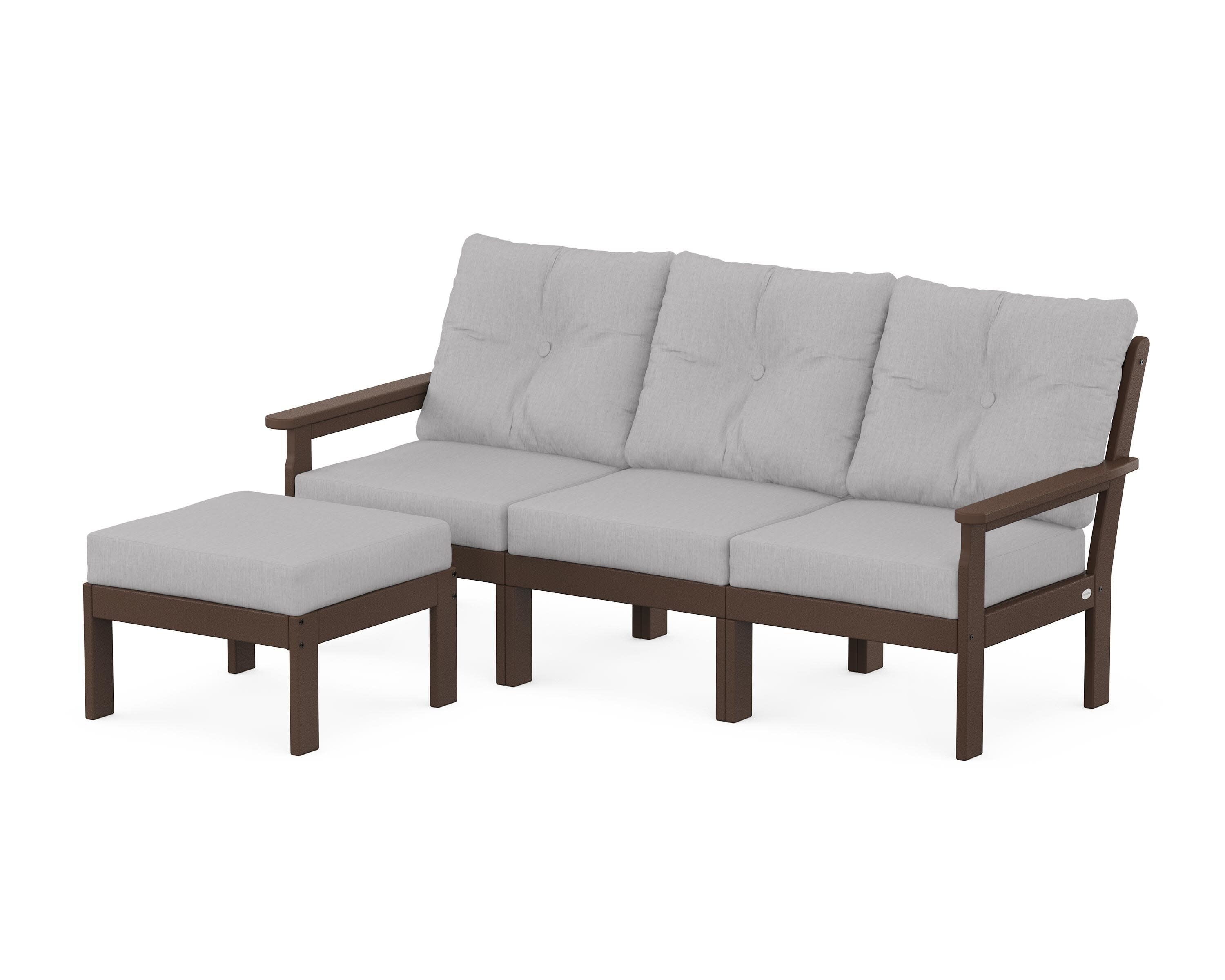 Vineyard 4-Piece Sectional with Ottoman in Mahogany / Granite