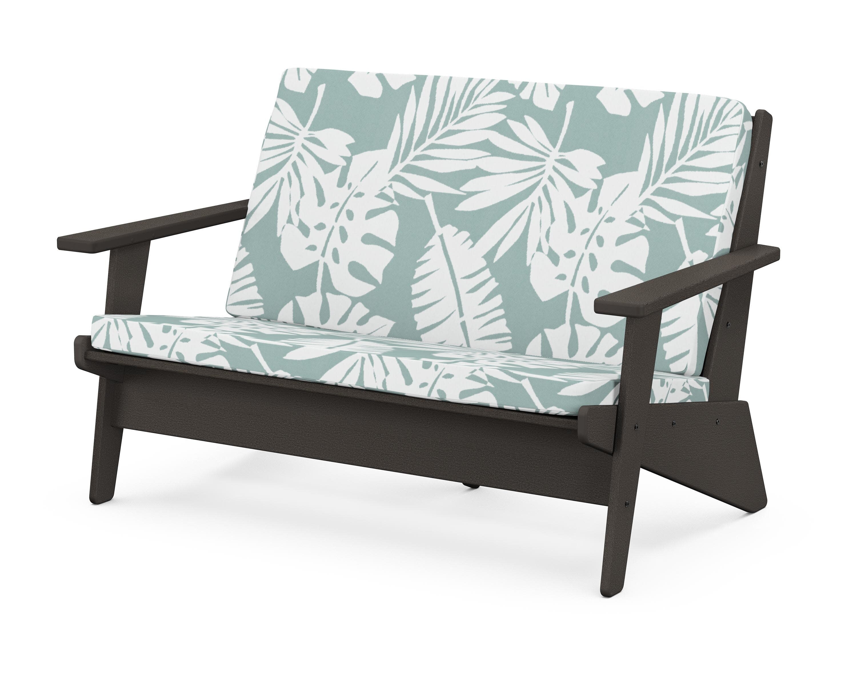 Riviera Modern Lounge Loveseat in Vintage Coffee / Leaf Glacier Spa
