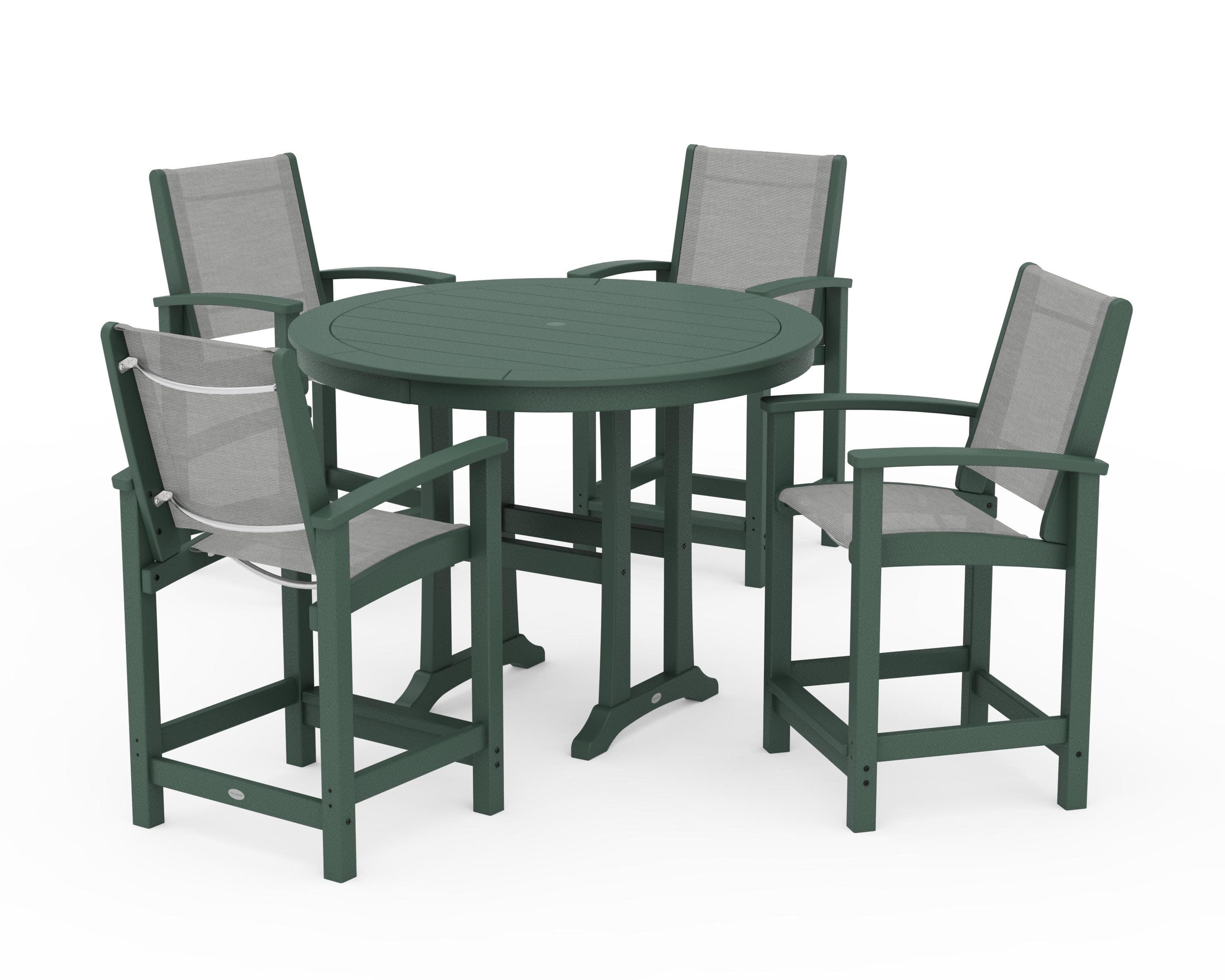 Coastal 5-Piece Counter Set in Green / Metallic Sling