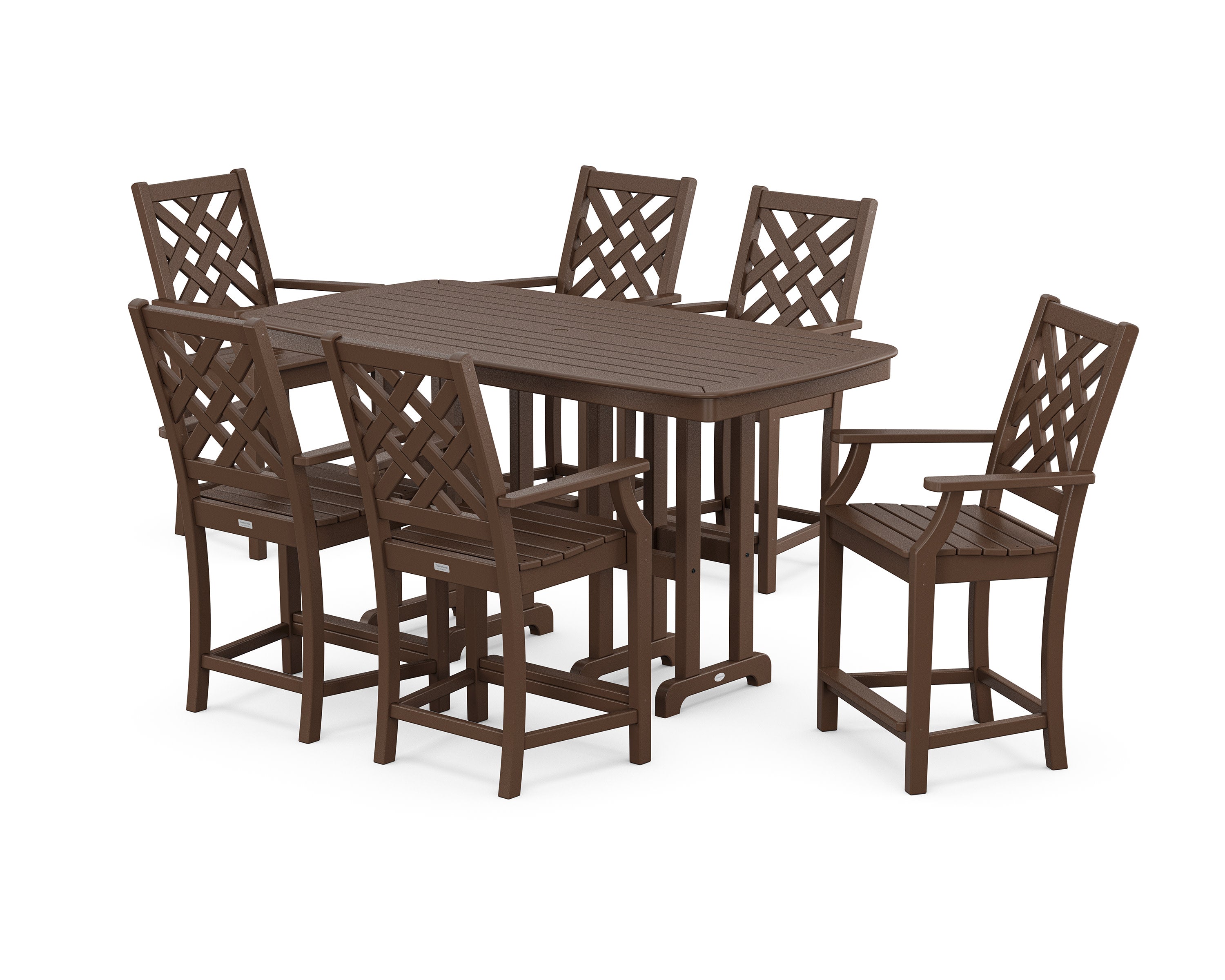 Wovendale Arm Chair 7-Piece Counter Set in Mahogany