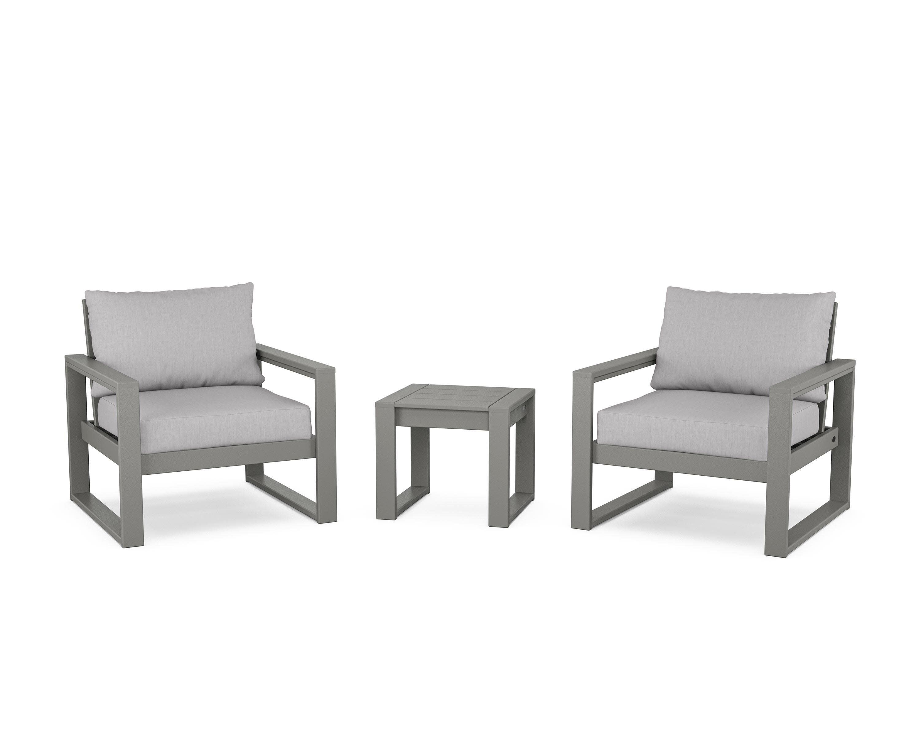 EDGE Sectional 3-Piece Deep Seating Set in Slate Grey / Granite