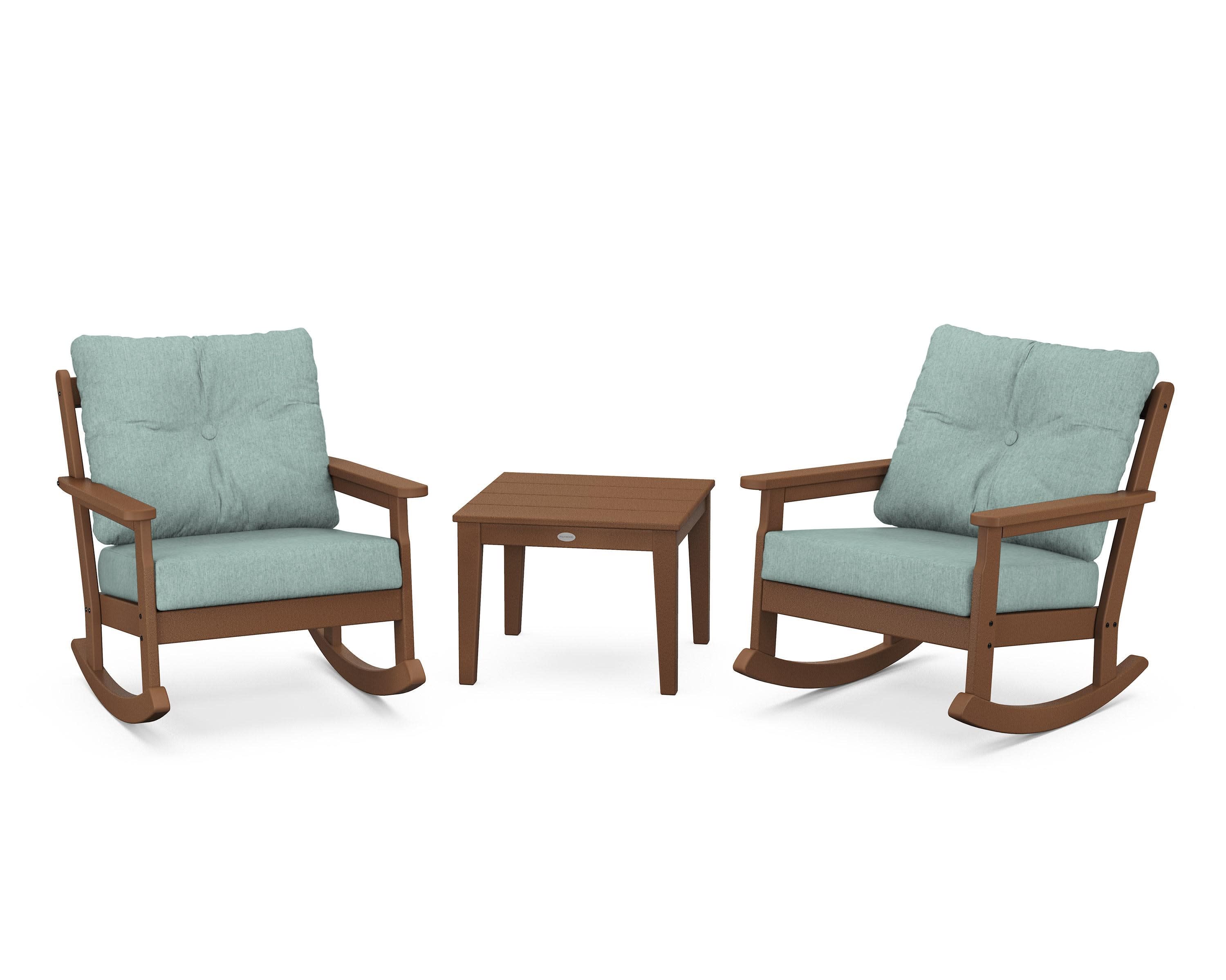 Vineyard 3-Piece Deep Seating Rocker Set in Teak / Glacier Spa