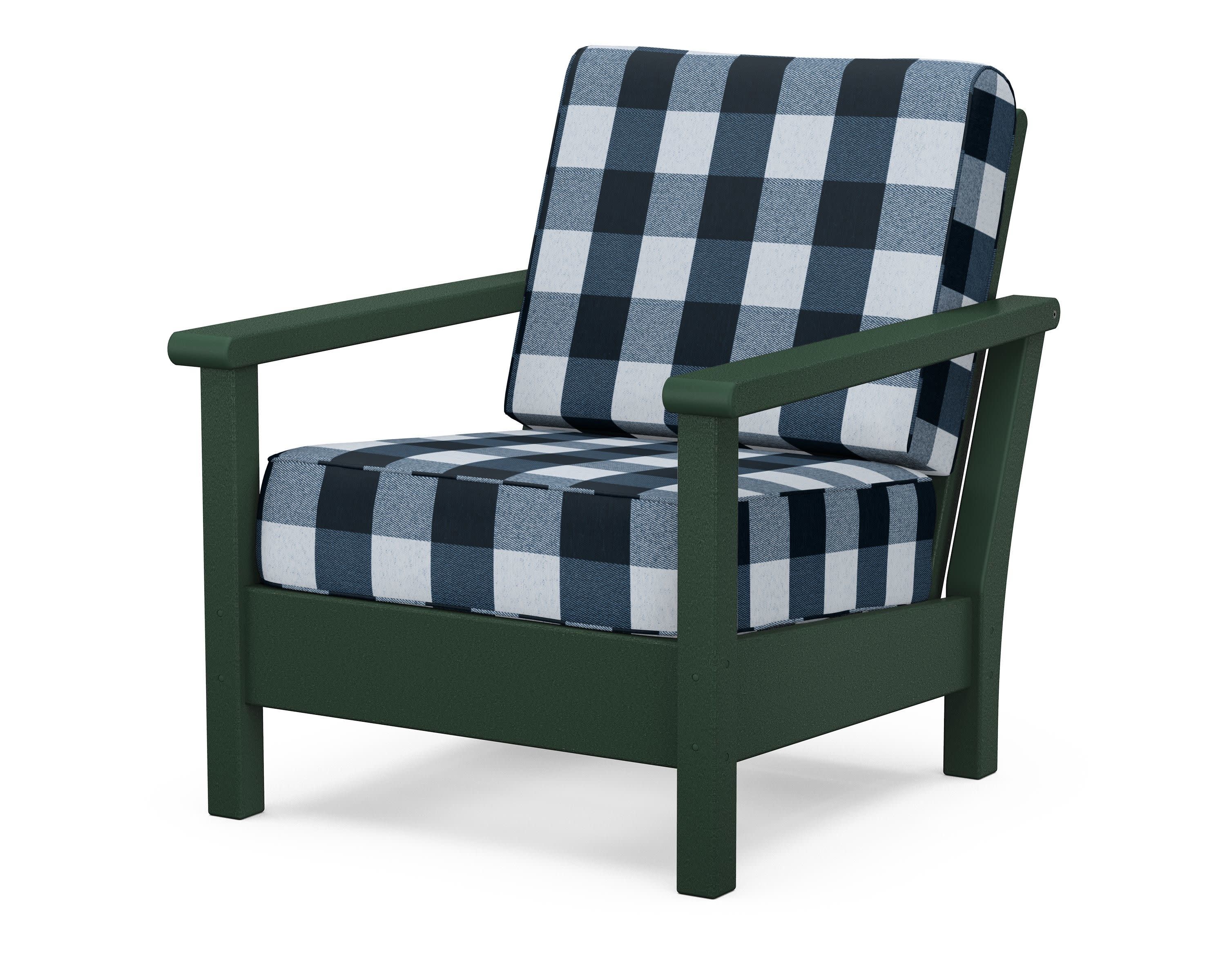Harbour Deep Seating Chair in Green / Buffalo Plaid Marine Indigo