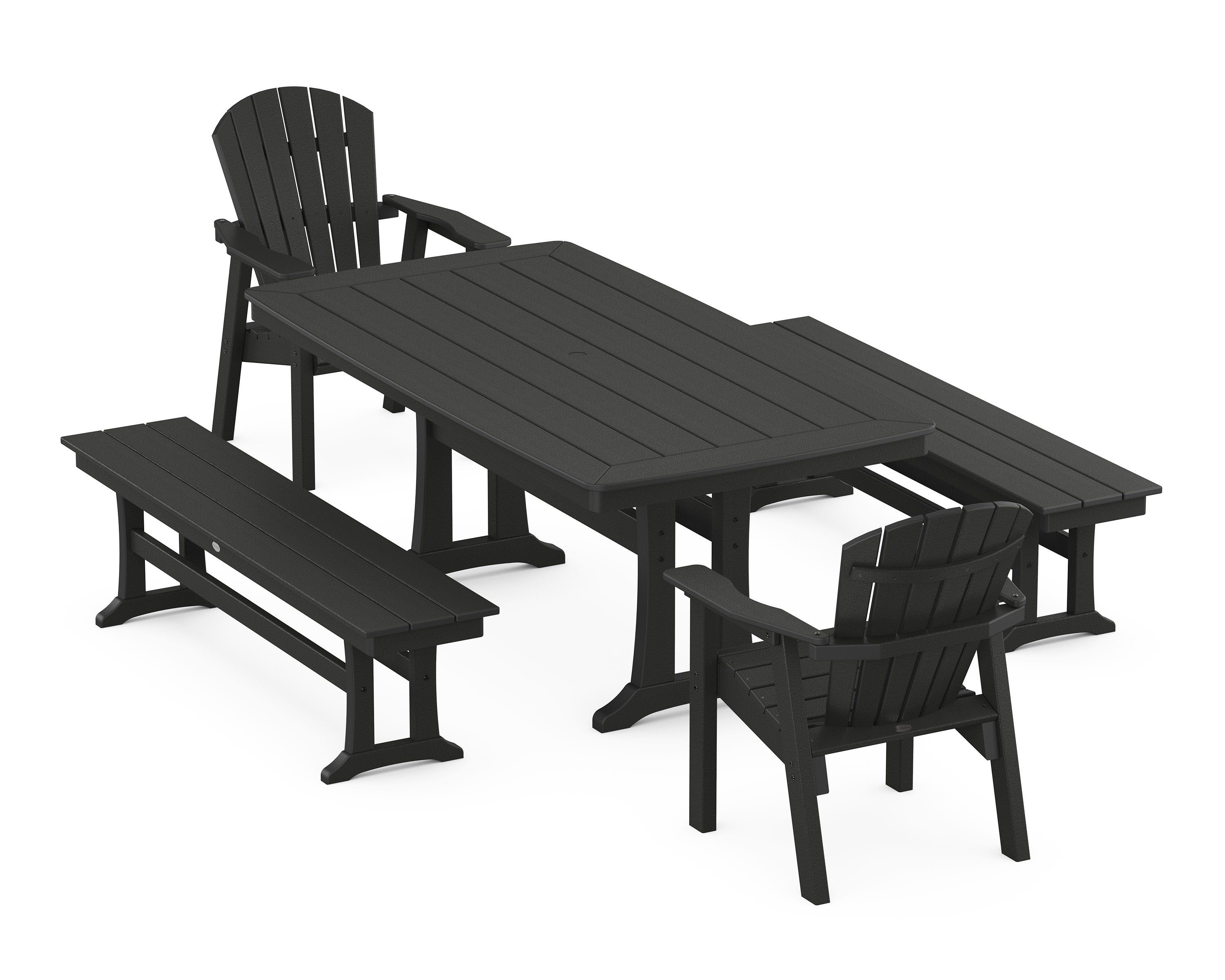 Seashell 5-Piece Dining Set with Trestle Legs in Black